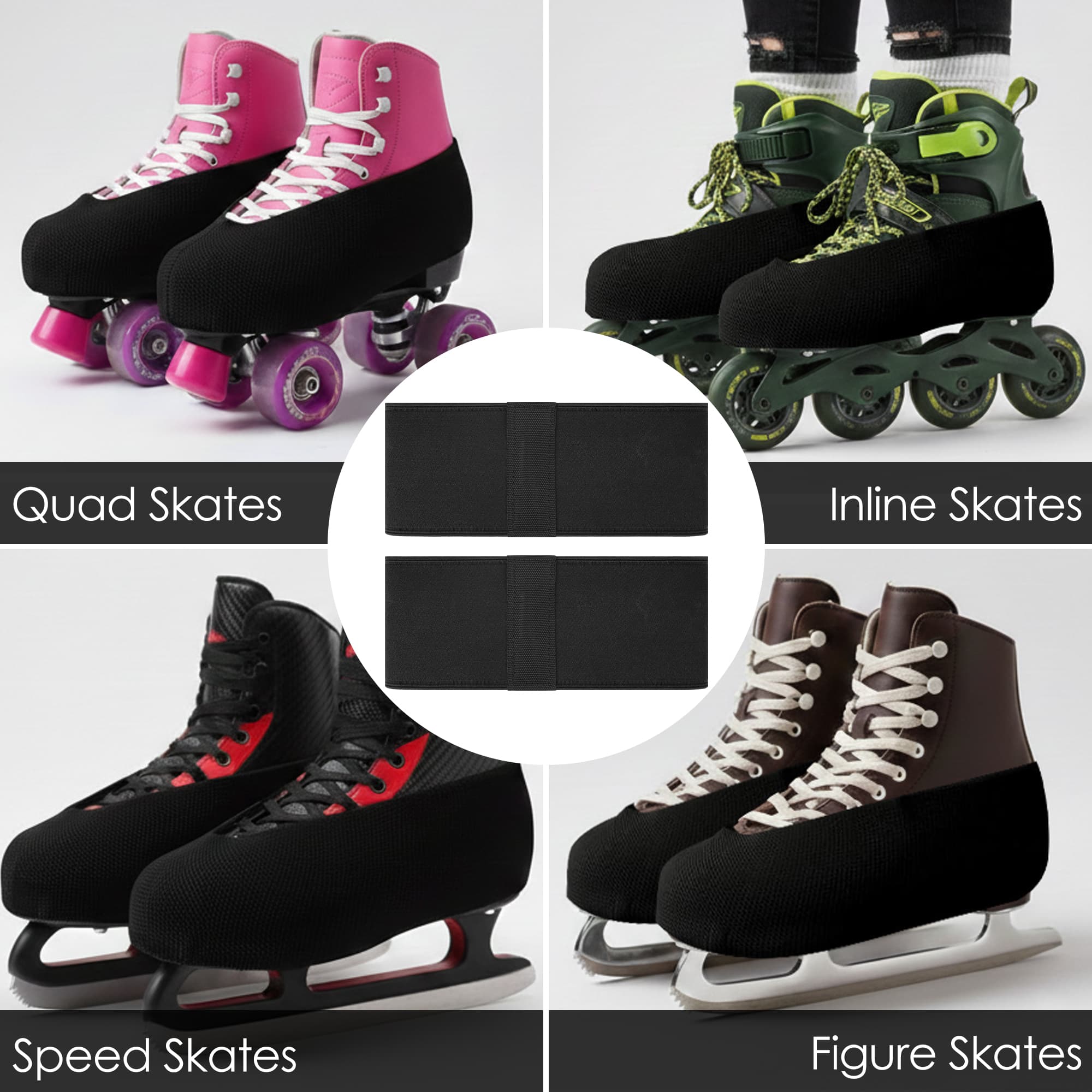 ReignSword 2 Pack Roller Skates Covers, Elastic Skate Guards Figure Skating, Easy-On Boot Protector, Washable Skating Accessories for Youth & Adults (Black, S (25-33 yards)) - 4