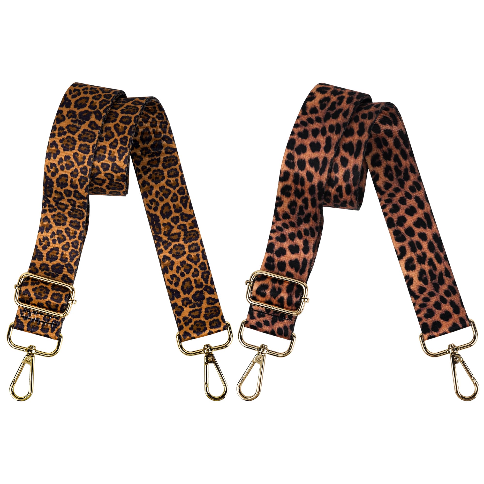 ReignSword 2 Pack Leopard Print Replacement Bag Straps, Adjustable Wide Shoulder Strap for Handbags & Crossbody Bags, Detachable Purse Strap with Metal Clips - 1