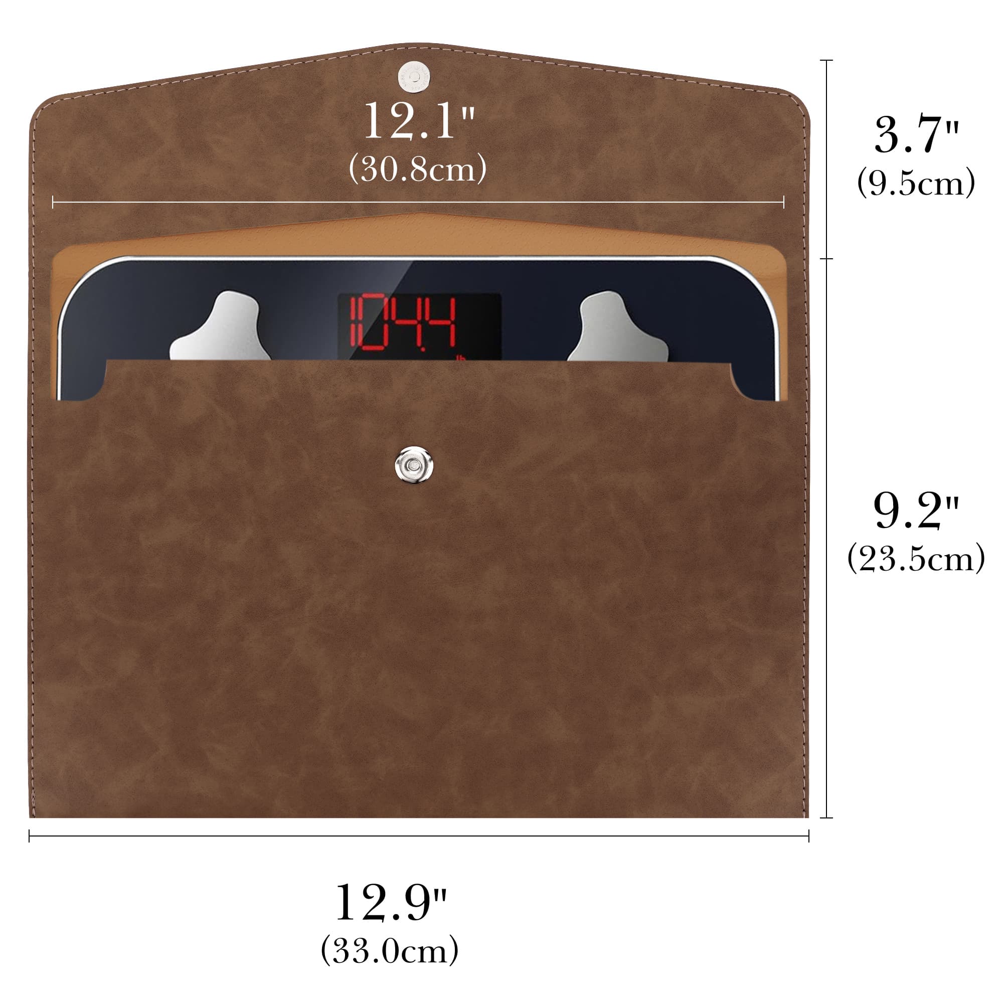 ReignSword Carrying Bag for Smart Scale, Compatible with Renpho Travel Scale Elis Go, 11.02In x 7.09In, Vegan Leather Replaceable Protective Pouch Bathroom Scales for Body Weight (Brown) - 1