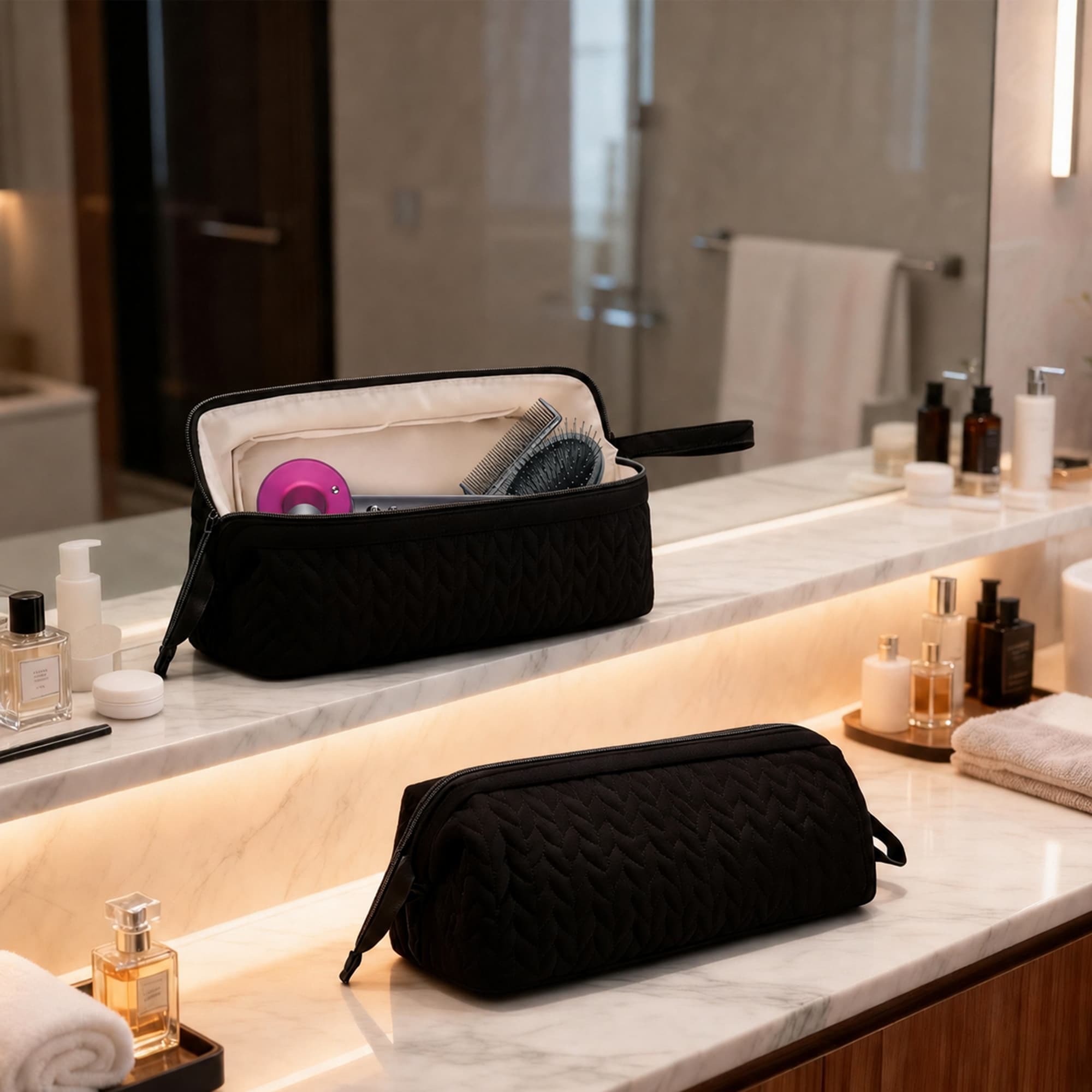 ReignSword Hair Tools Travel Bag, Waterproof Dustproof Case Compatible with Dyson Airwrap & Shark FlexStyle, Portable Organizer for Hair Dryer, Curling/Flat Irons & Attachments (Black) - 5