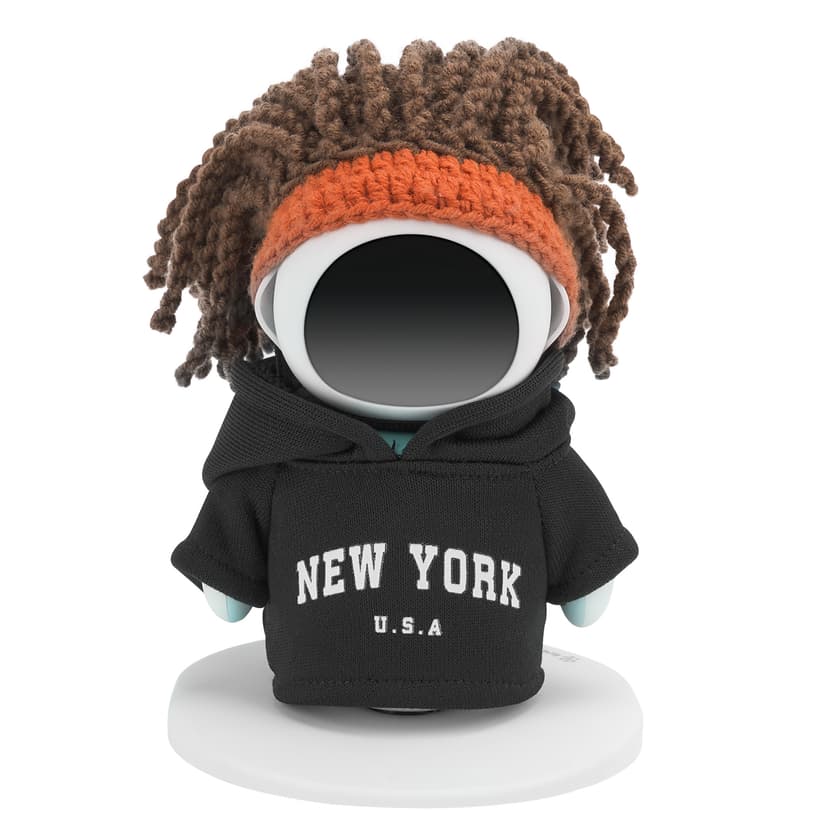 ReignSword Streetwear Set Compatible with Eilik Robot, New York Hoodie and Dreadlock Beanie Outfits, Urban Style Cloth Accessory(Black)