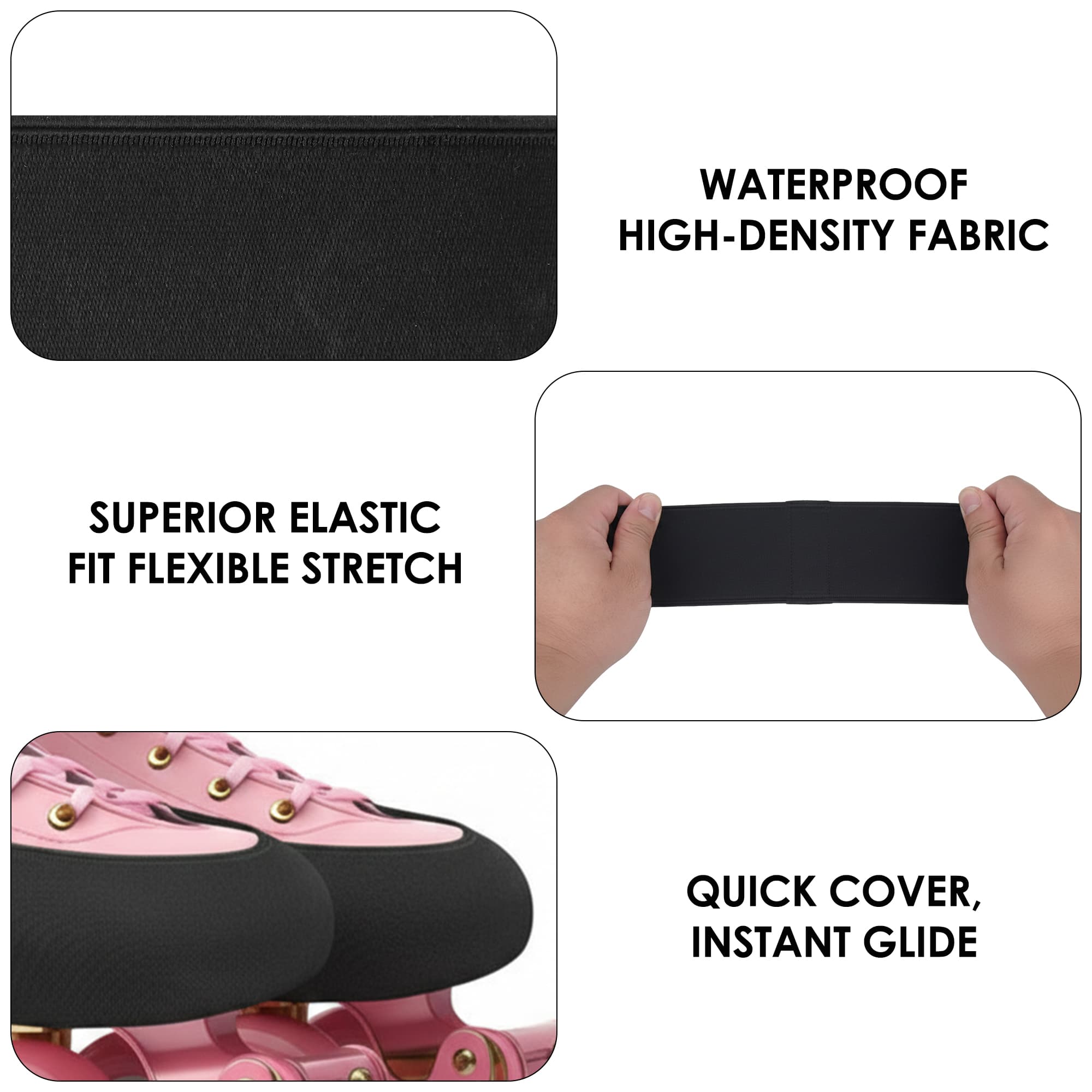 ReignSword 2 Pack Roller Skates Covers, Elastic Skate Guards Figure Skating, Easy-On Boot Protector, Washable Skating Accessories for Youth & Adults (Black, L (39-45 yards)) - 3