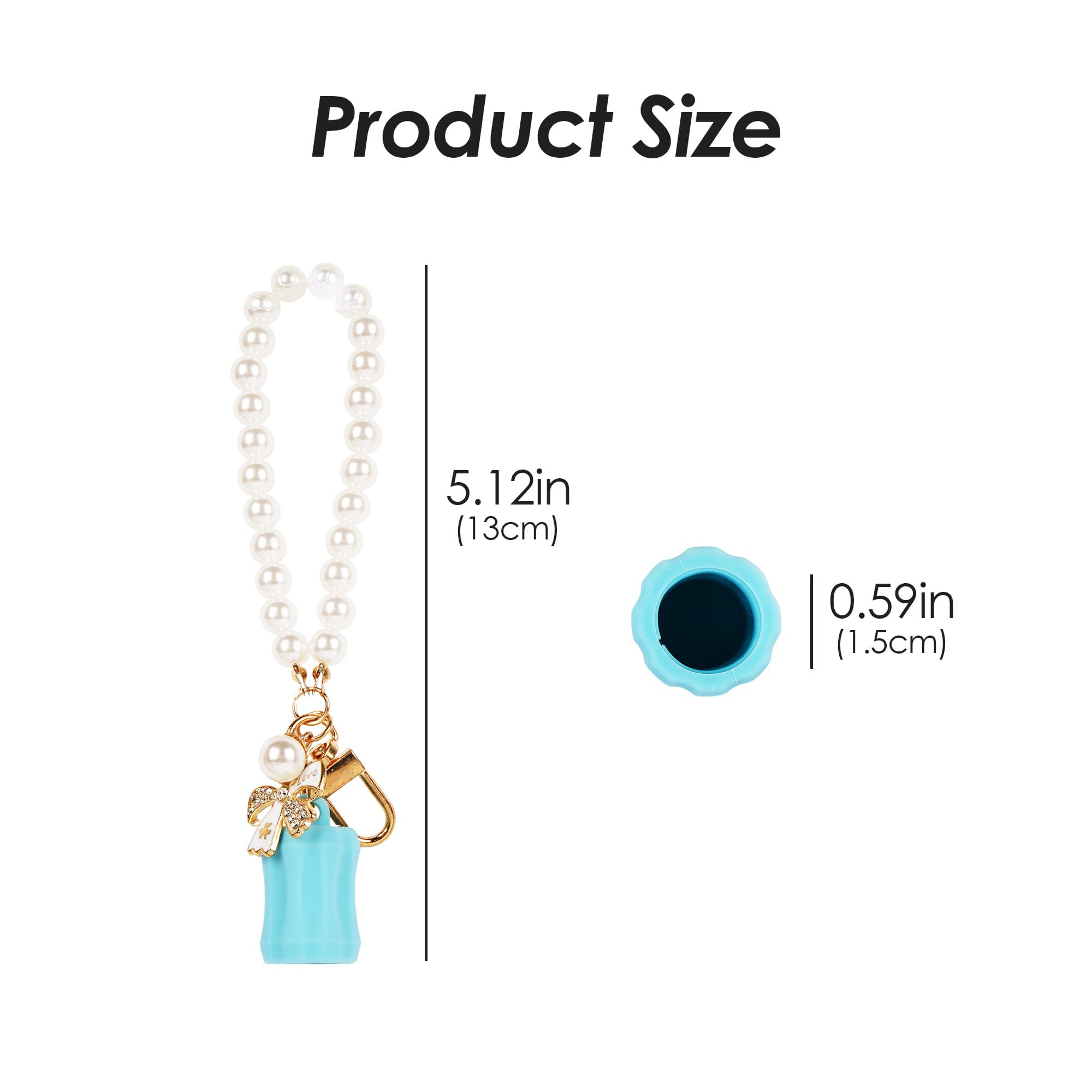 ReignSword Bow Pearl Keychain Cap Compatible with Summer Fridays Lip Balm 0.5oz, LANGIGE 0.35oz, 4 Pack Lip Gloss Holder Keychain, Portable Silicone Lip Balm Replacement Cap - 3