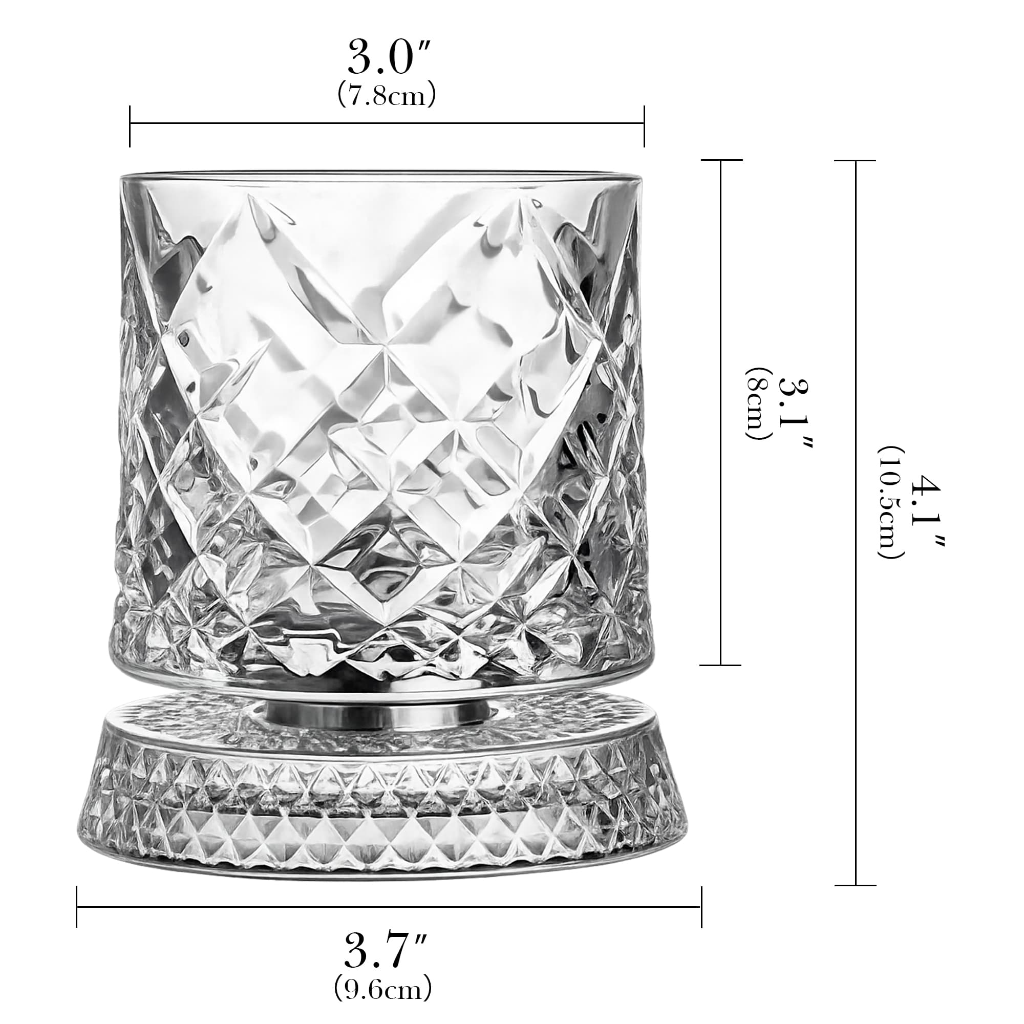 ReignSword Rotating Crystal Whiskey Glass Set, 9oz Spinning Old Fashioned Tumbler with Engraved Design, Stress Relief Cocktail Cup for Men Home Bar (Gemstone) - 2