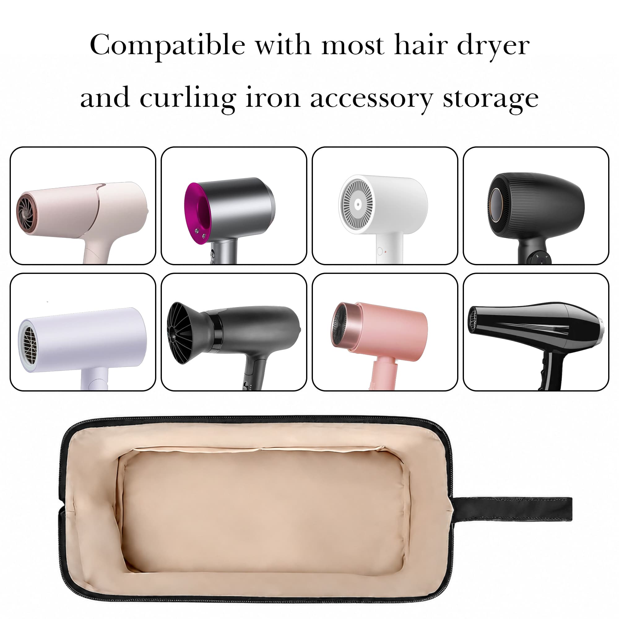 ReignSword Hair Tools Travel Bag, Waterproof Dustproof Case Compatible with Dyson Airwrap & Shark FlexStyle, Portable Organizer for Hair Dryer, Curling/Flat Irons & Attachments (Black) - 3