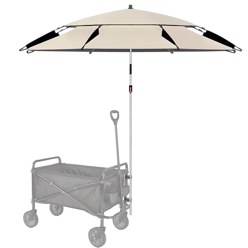 ReignSword Sun Shade for Foldable Wagon, 78 Inch Large Beach Umbrella with Secure Clamp, 360° Adjustable UV Sun Protection for Camping, Beach, Soccer Game & Picnics
