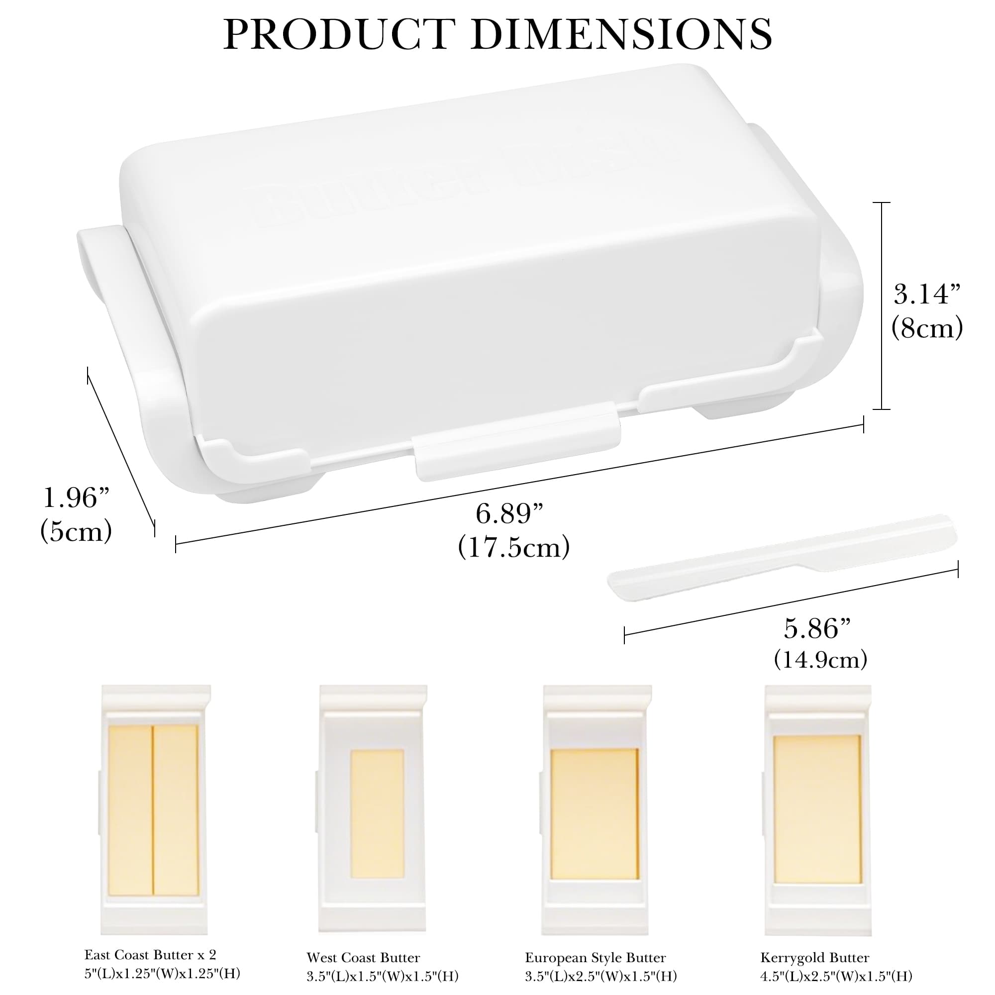 ReignSword Butter Dish with Lid for Countertop and Fridge, Airtight Butter Keeper Holder, Butter Storage Container with Knife, Dishwasher Safe (White) - 1