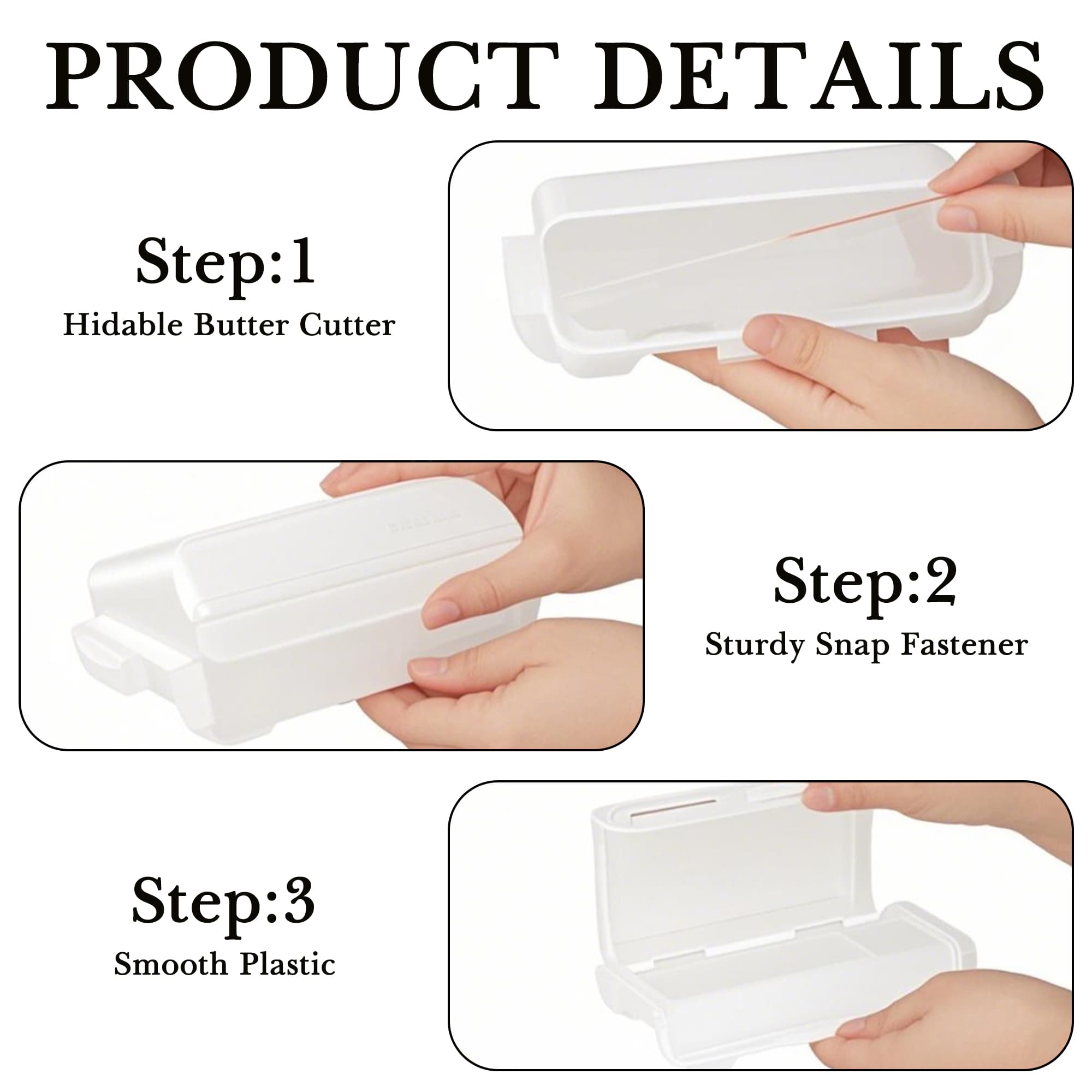 ReignSword Butter Dish with Lid for Countertop and Fridge, Airtight Butter Keeper Holder, Butter Storage Container with Knife, Dishwasher Safe (White) - 2
