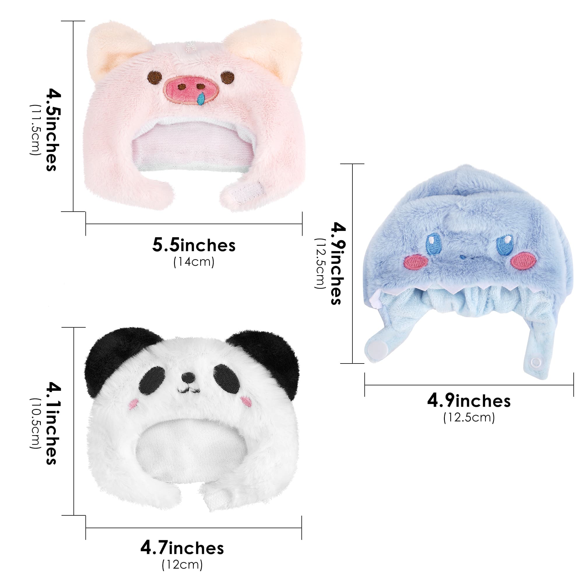 ReignSword 3 Pcs Animal Style Costume Set Compatible with Eilik Robot, Soft Plush Pig Panda Elephant Headwear Bundle, Wearable Dressing Accessories (Robot Not Included) - 1