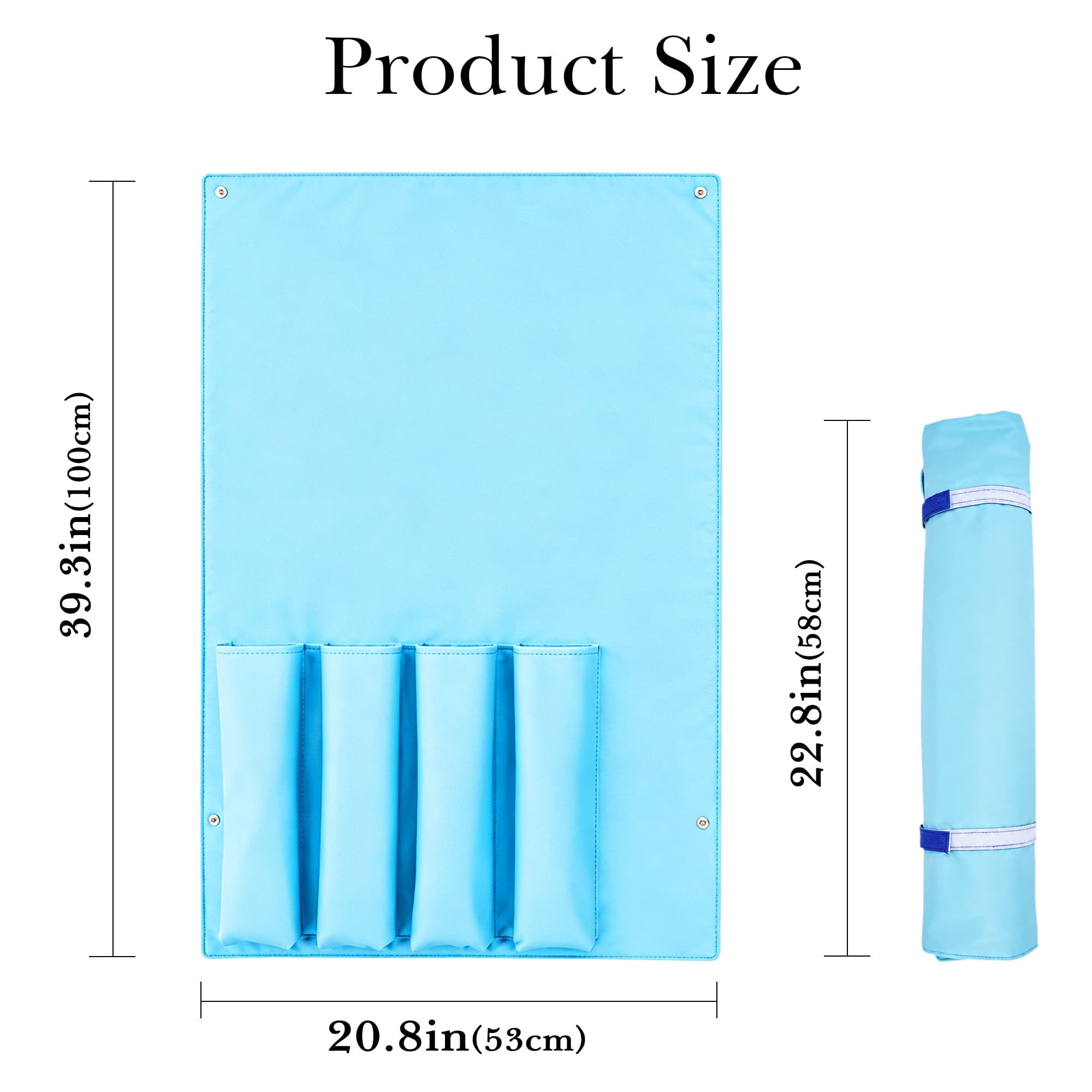 ReignSword Roll-Up Mahjong Rack Bag, Portable Oxford Cloth Organizer for Mahjong Racks, Pushers & Accessories, Family Night Travel Case (Light Blue, 39 x 21 Inch) - 3
