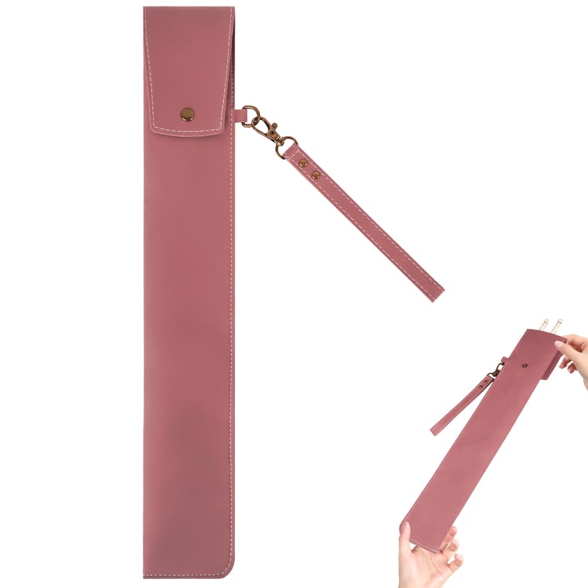 ReignSword PU Vegan Leather Drumstick Bag, Portable Drum Stick Holder with Button Stud Closure, Vintage Storage Case for Drummers Musicians Percussion Mallets (Pink, 1Pair Capacity)
