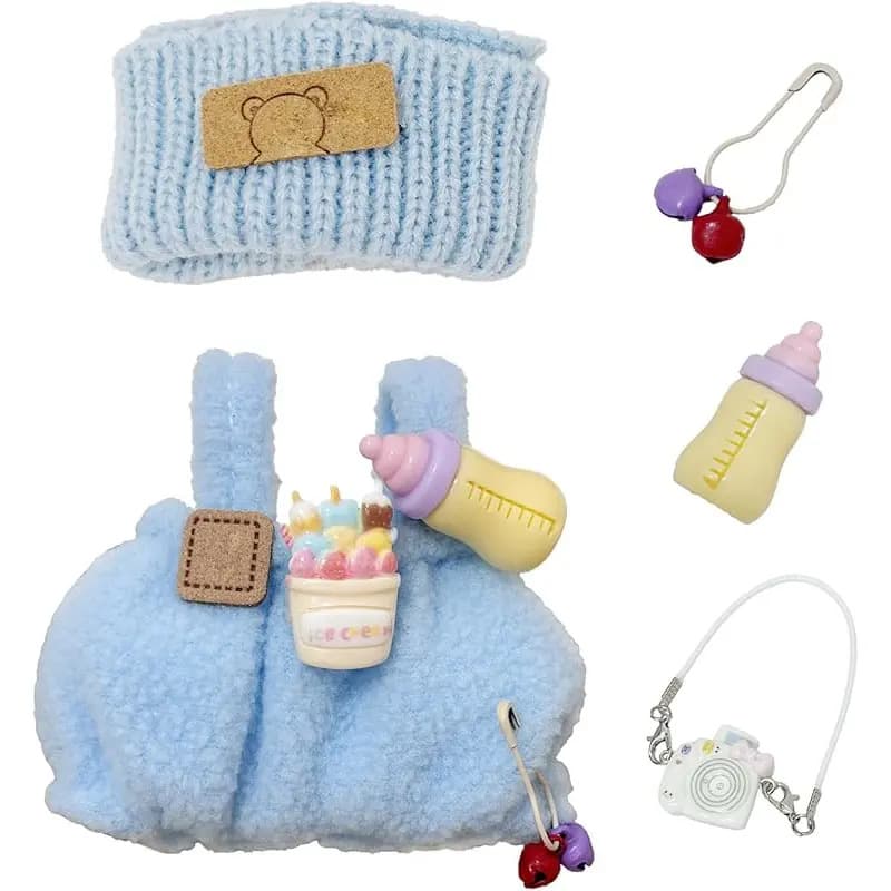 ReignSword Clothes for 17cm Doll, 3 Pcs Blue Plush Pajamas Set for Dolls, Dress-Up-Replaceable Clothing, Stylish Doll Outfit Accessories for 6.7 Inches Dolls, Play & Collector Display (NO Doll)