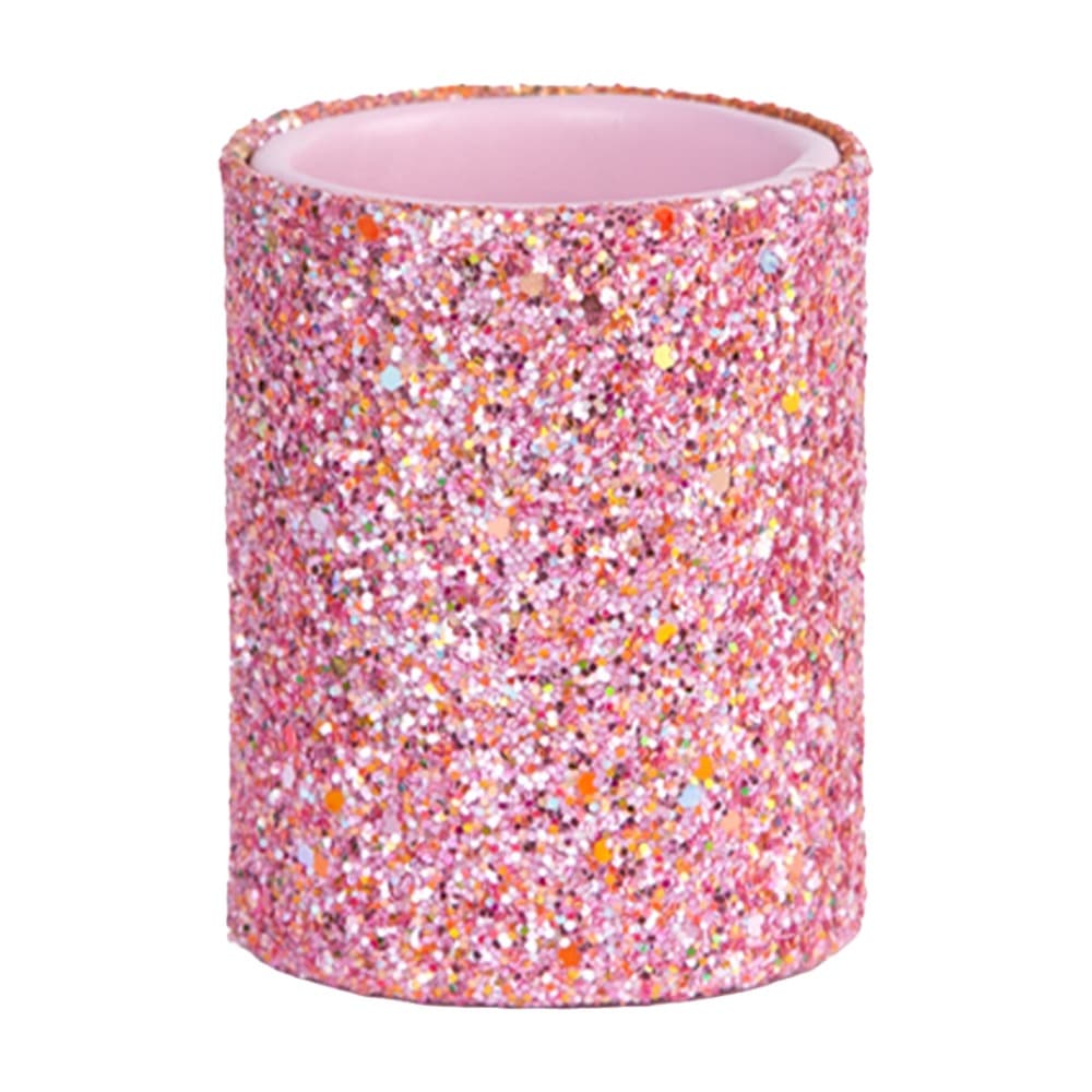 ReignSword Pen Holder for Desk, Cute Pink Glitter Pencil Cup with Vegan Leather Material for Women & Girls, Aesthetic Desk Organizer for Home Office - 6