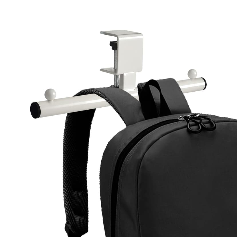 ReignSword Backpack Hanger for Desk Table, Adjustable Bag Holder Hook Mount, Metal Under Desk Storage Organizer for Reduce Clutter (White)
