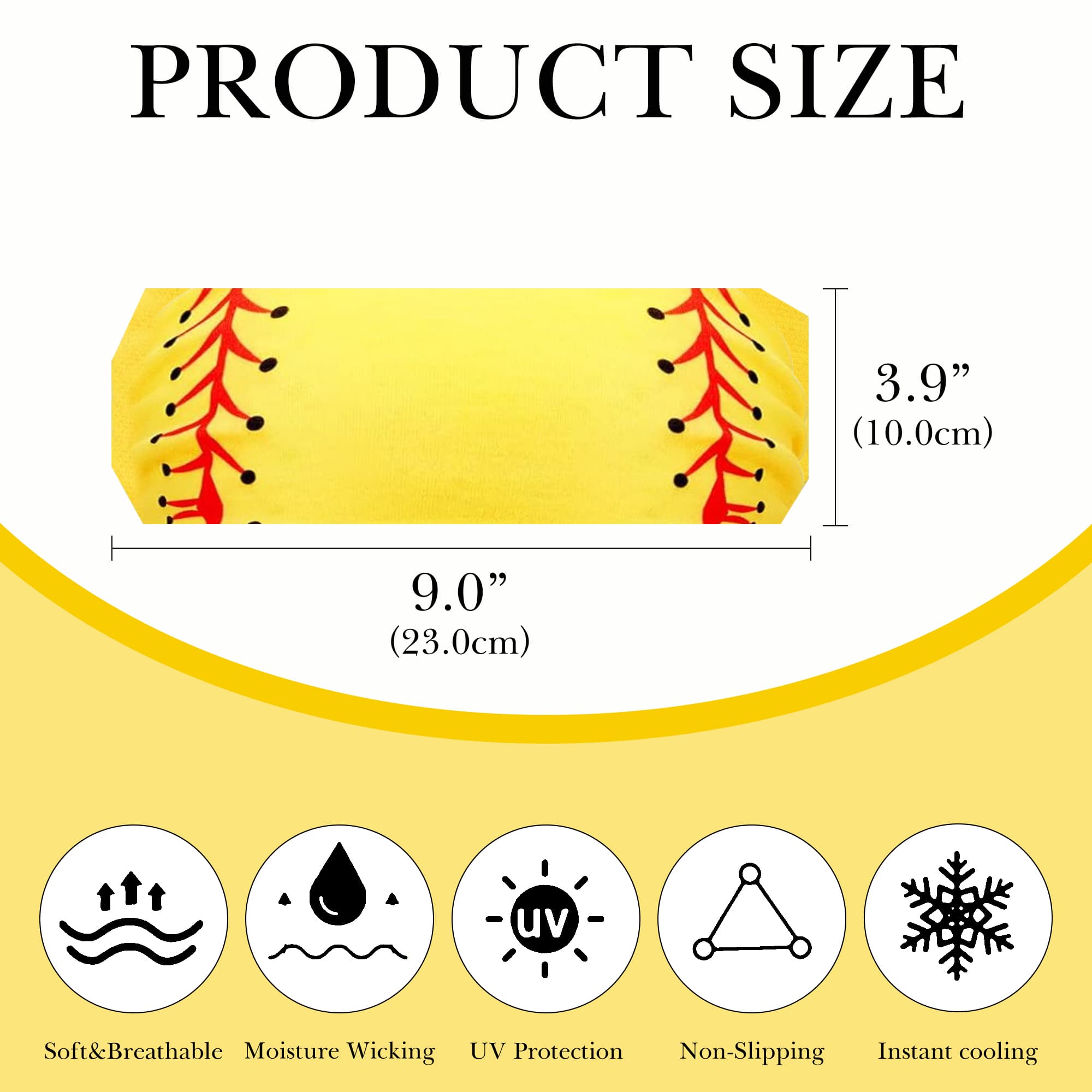 ReignSword 12 Pack Softball Headband for Men & Women, Non-Slip Sweat Bands for Sports, Elastic Cooling Workout Headbands for Softball Team Gifts (Yellow) - 1