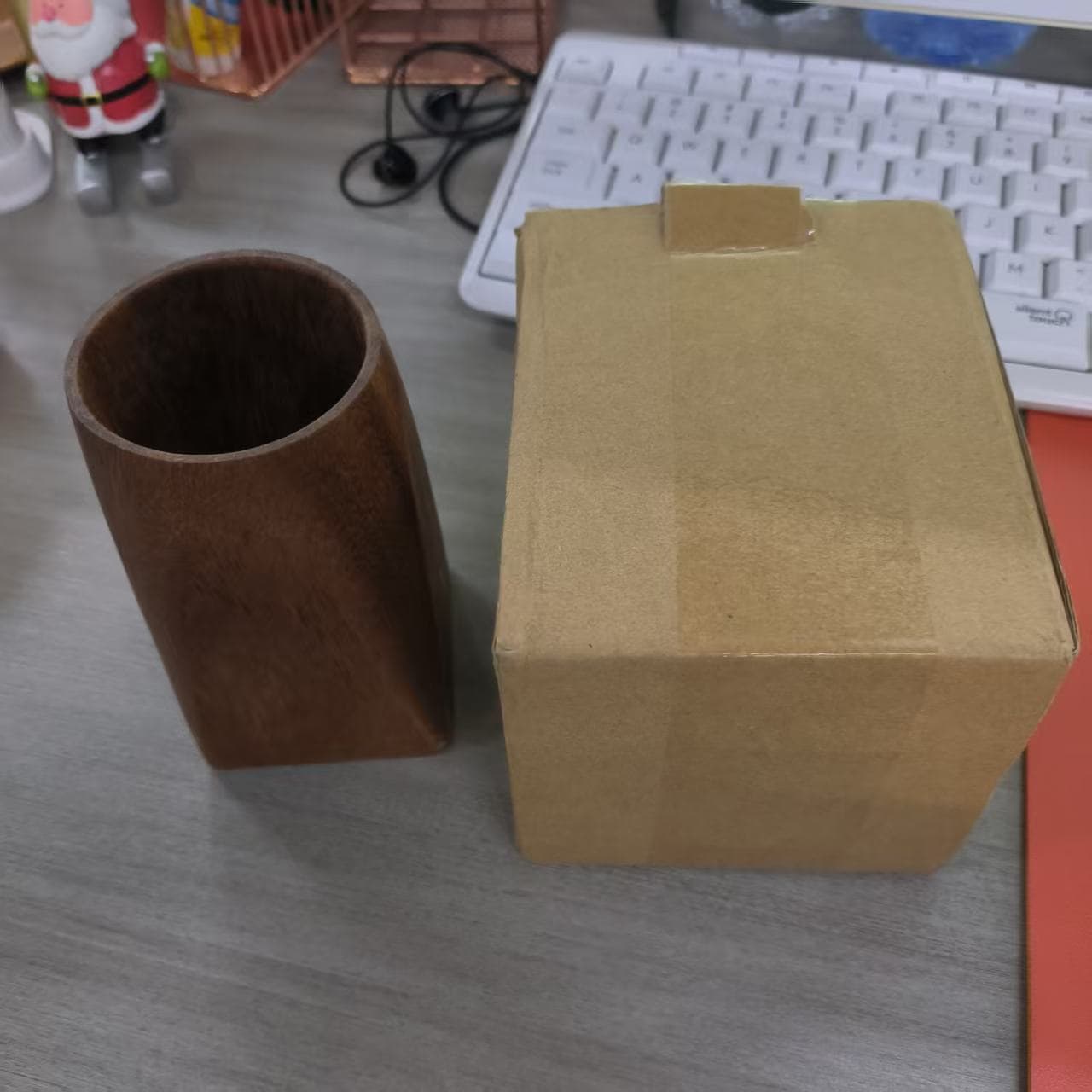 ReignSword Wooden Pen Holder for Desk, Walnut Pencil Cup Holder Stand, Multi Purpose Desktop Organizer Desk Accessories for Home Office - 6