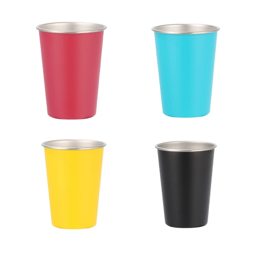 ReignSword 4 Pack Stainless Steel Pint Cups, 12 oz Metal Unbreakable Drinking Tumblers, Stackable Drinking Glasses for Adults, Reusable for Home, Bar, Restaurant, Party, Picnic, Camping & Outdoor