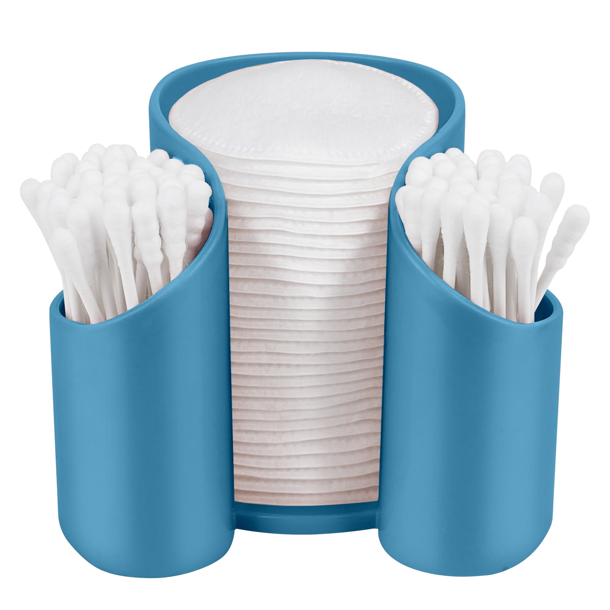 ReignSword Plastic Cotton Pad Dispenser, Cotton Swab Holder for Bathroom, Cotton Pad QTips Holder, Storage Organizer for Paper Cup and Floss Dispensers (Blue) - 1