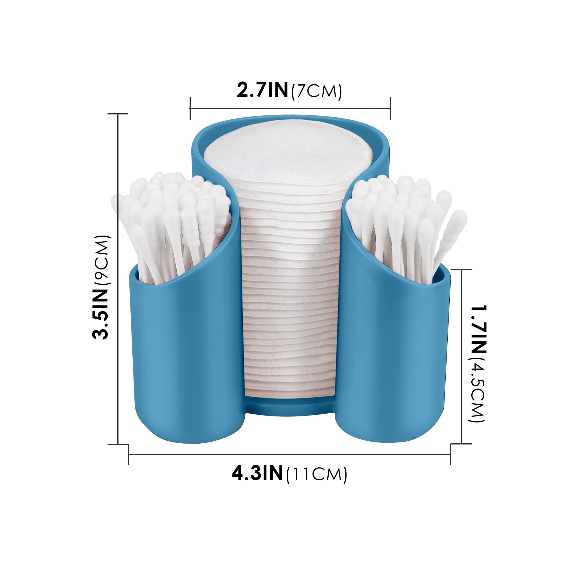 ReignSword Plastic Cotton Pad Dispenser, Cotton Swab Holder for Bathroom, Cotton Pad QTips Holder, Storage Organizer for Paper Cup and Floss Dispensers (Blue) - 2