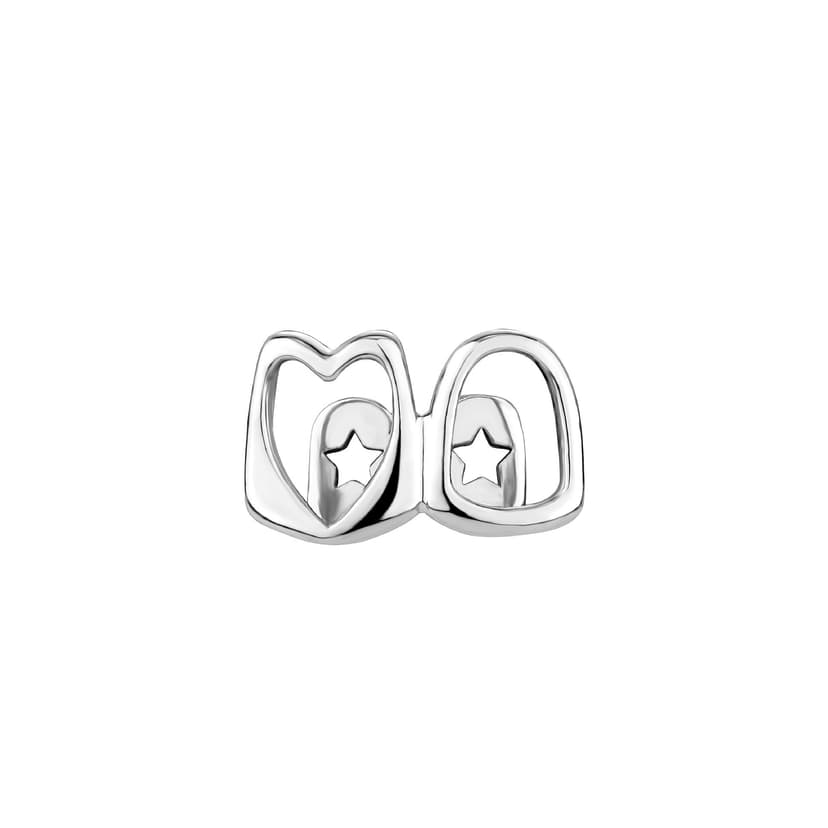 ReignSword Silver Teeth Grillz for Men Women, Adjustable Silver Tooth Cap with Heart, Hip Hop Fashion Teeth Jewelry, Custom Fit Mouth Grill for Party, Concert, Halloween Costume