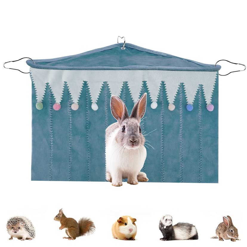 ReignSword Forest Cage Corner Hideout, Pets Corner Hideout for Guinea Pigs, Rabbits, Ferrets, Chinchillas, Gerbils, Hedgehogs (Blue)