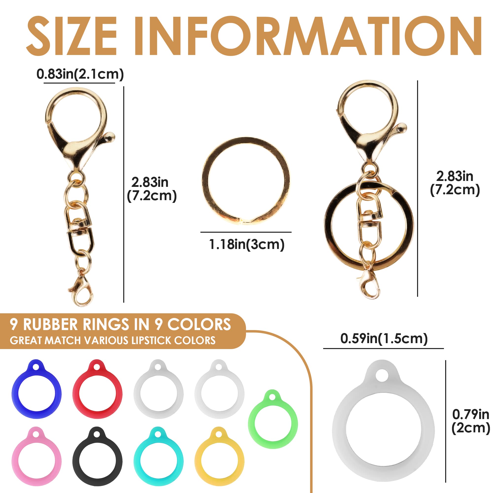 ReignSword Lip Gloss Keychain for Women, 3 Pack Lipstick Holder Key Chain with 9 Rubber Rings, Portable Lip Balm Holder for Purse Charms Keychain Wallet Tumbler Accessories - 3