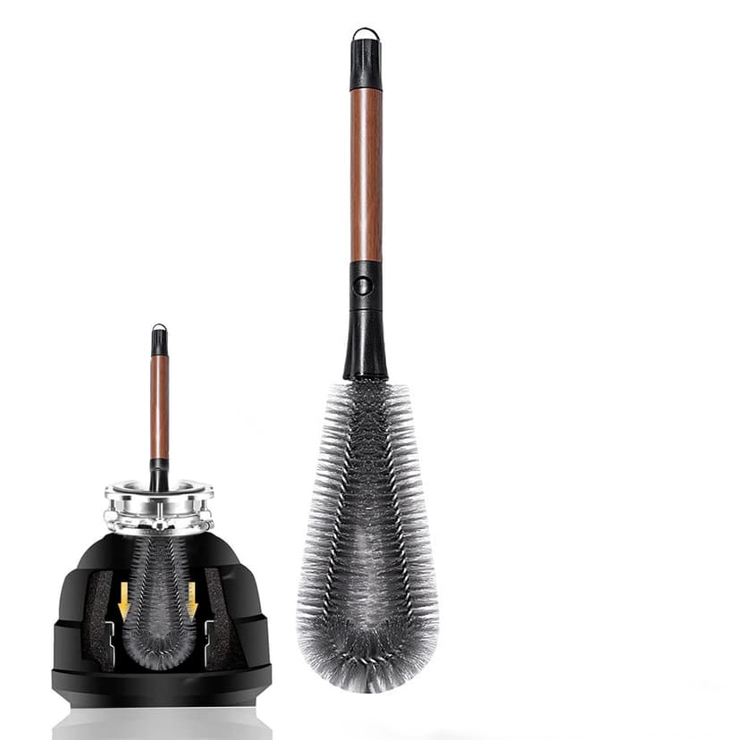 ReignSword 2-in-1 Garbage Disposal Brush with Gap Cleaner, 14" Extra Long Handle Cleaning Brush for Removing Residue, Odor, Build-Up, Universal Kitchen Sink Drain Cleaner (Walnut Color)