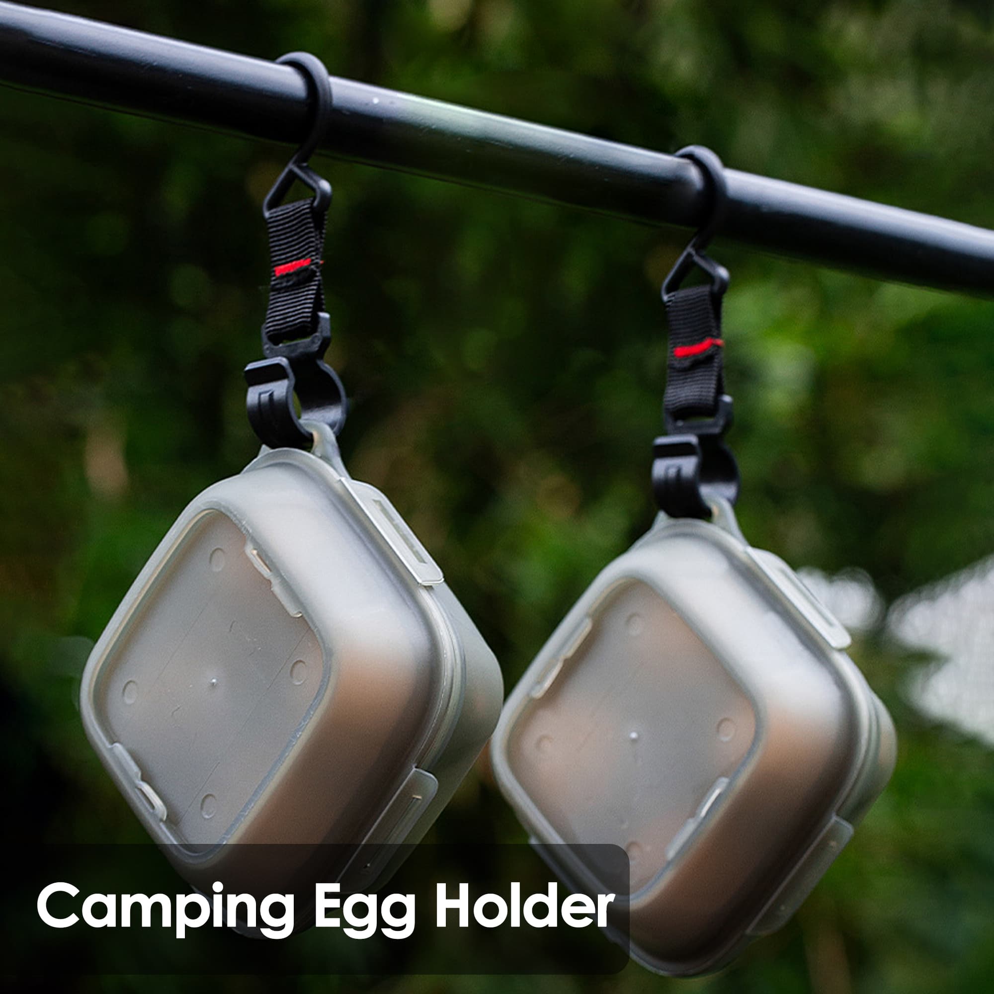 ReignSword 2-in-1 Camping Egg Holder, Portable 4 Grid Egg Storage Box with Built-in Silicone Steamer & Outdoor Hook, Shockproof Egg Container for Camping, Picnic, Travel (Military Green) - 3