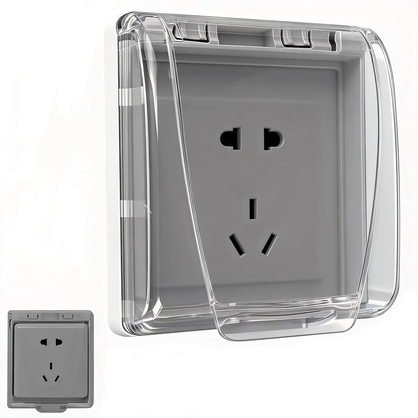 ReignSword Waterproof Outdoor Electrical Outlet Cover with Handle, Plastic Wall Socket Plug Protector, Weatherproof Outside Outlet Box Cover for Bathroom, Kitchen and Balcony (Clear Black)