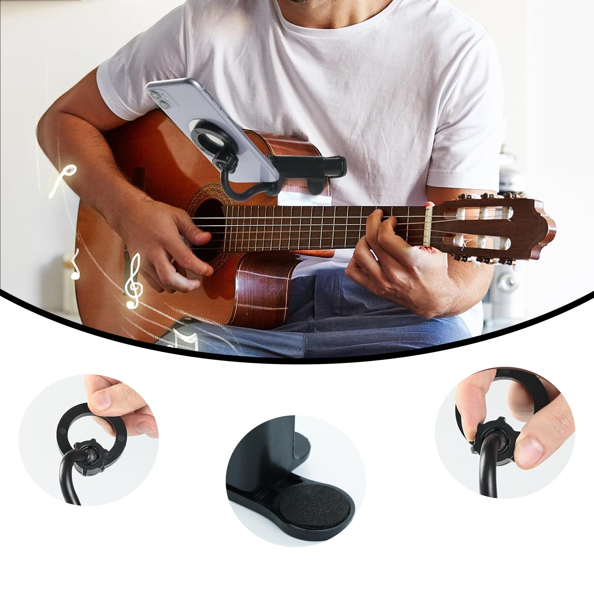 ReignSword Magnetic Guitar Phone Holder With Guitar Pick Display Holder, Adjustable & Rotatable Phone Mount for Live Streaming, Compatible with iPhone 16 15 14 13 12 Series - 4