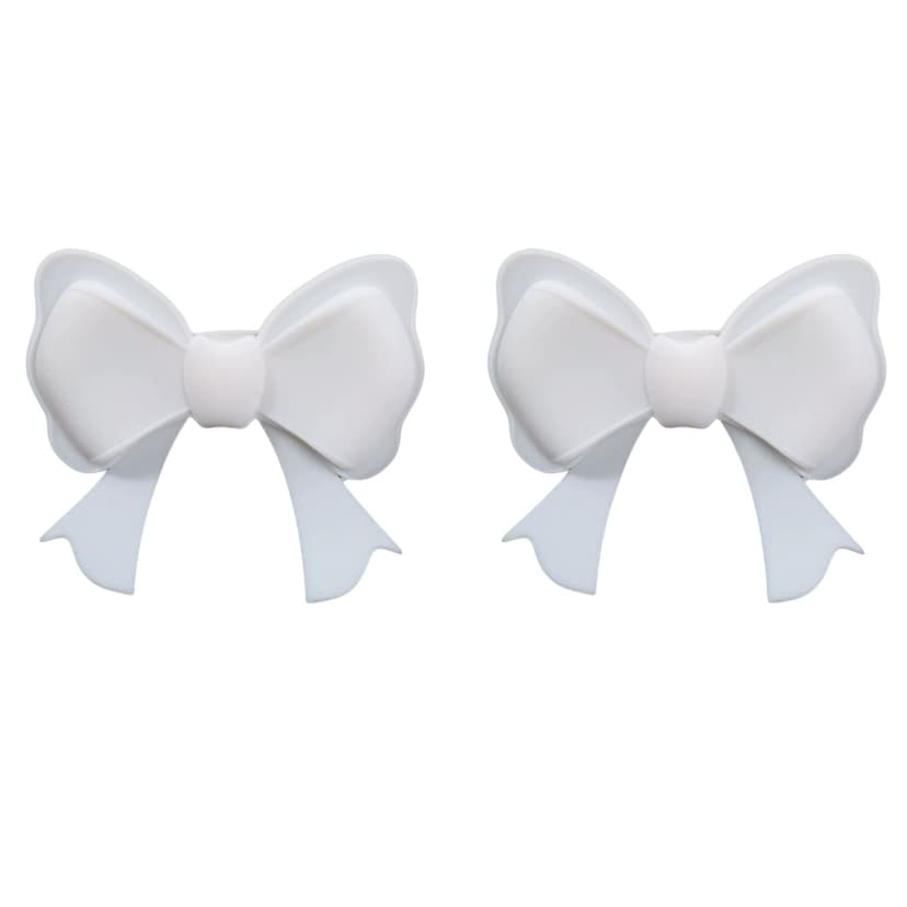 ReignSword 2 Pack Cute Silicone Bow Headphone Decorations, Adjustable Headphone Charms Accessories for Most Headphones, Fun Gift for Women & Gamers (White)