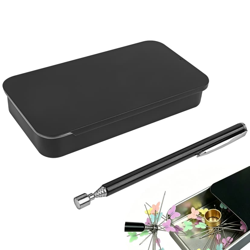 ReignSword Magnetic Pickup Tool for Sewing Needles and Pins, Telescoping Magnetic Pick Up Stick with Storage Case, Extendable Needle Collector for Sewing, Quilting and Craft Supplies