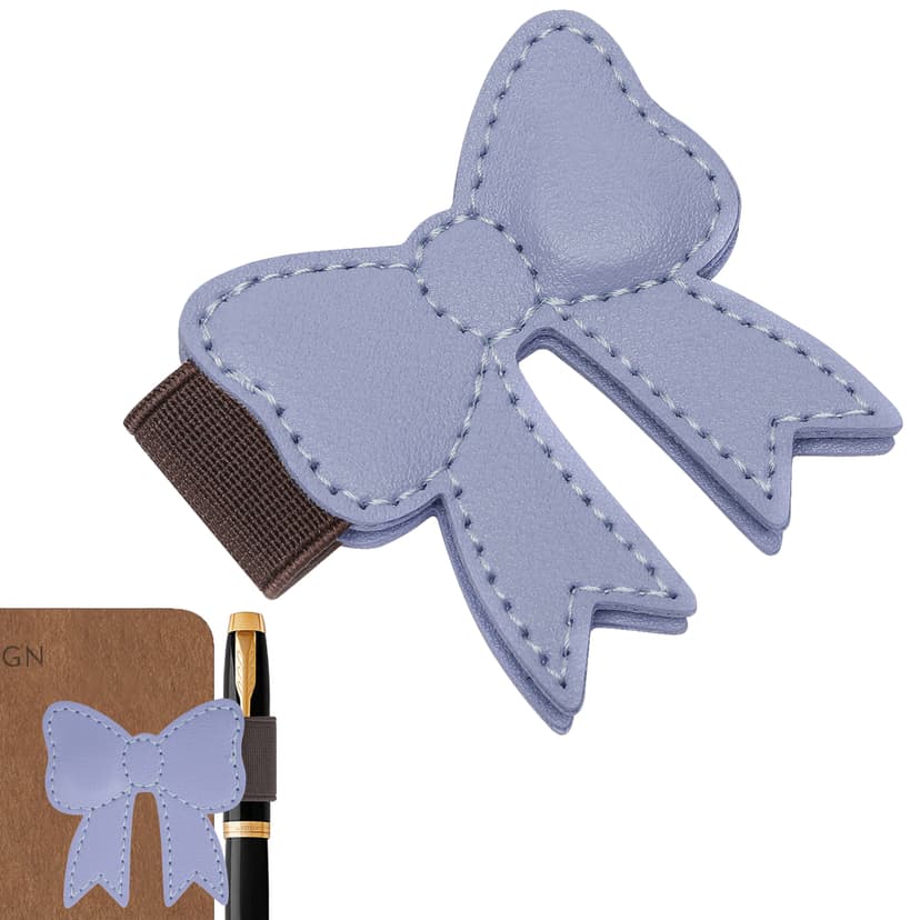ReignSword Magnetic Leather Bookmarks, Cute Bow Book Markers for Reading, Magnet Bookmark Clips for Women Men Book Lovers Gifts for Birthdays, Christmases, Easter (Blue)