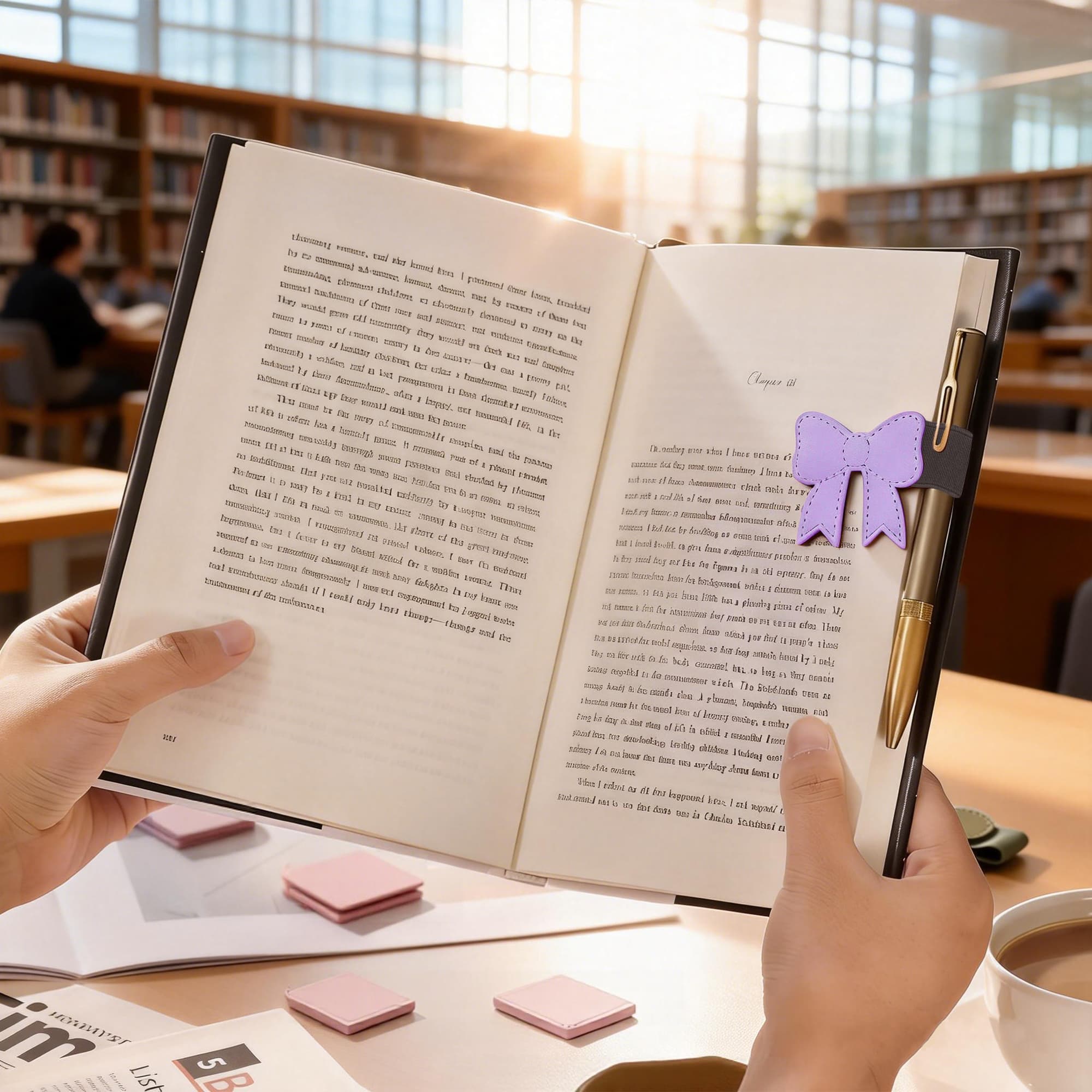ReignSword Magnetic Leather Bookmarks, Cute Bow Book Markers for Reading, Magnet Bookmark Clips for Women Men Book Lovers Gifts for Birthdays, Christmases, Easter (Purple) - 5