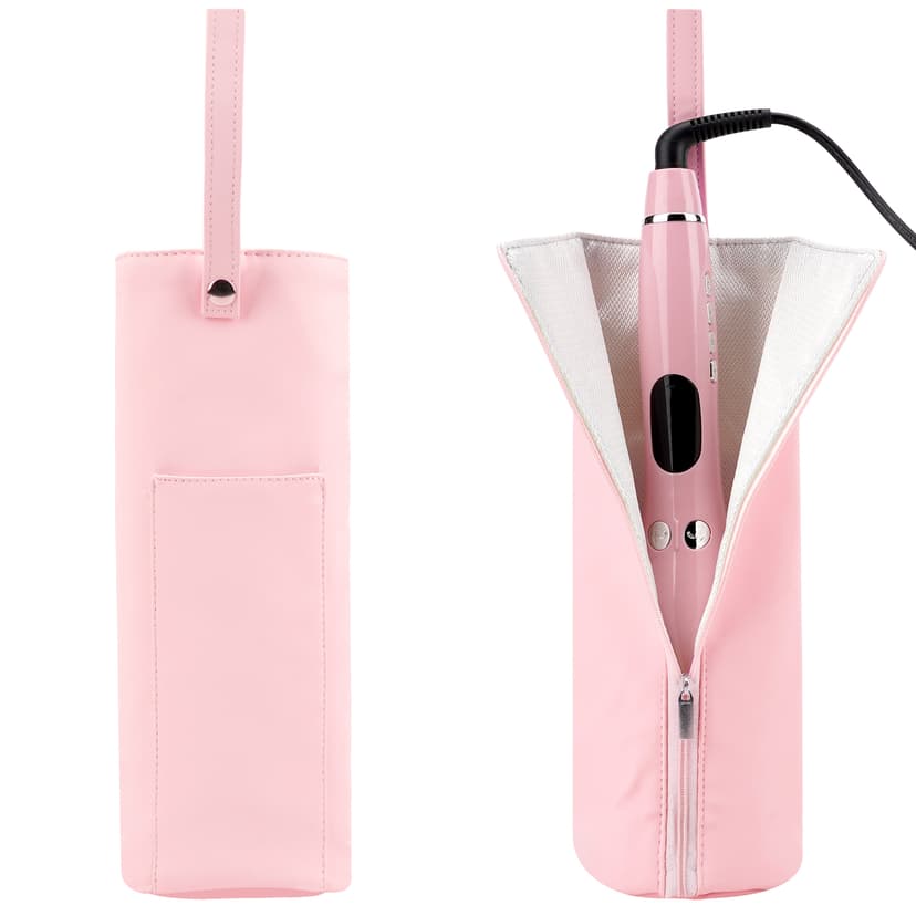 ReignSword Hot Iron Holder & Mat, Heat Resistant Hot Tools Organizer, Portable Hair Tools Travel Bag for Curling Irons, Flat Irons, Hair Straightener and Styling Tools (Pink)