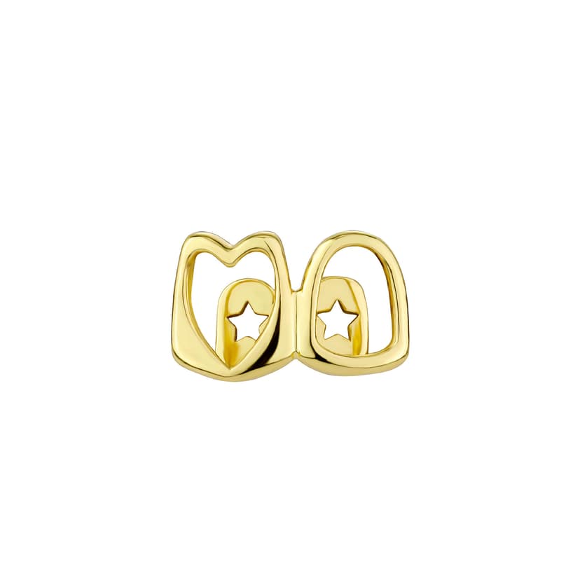 ReignSword Gold Teeth Grillz for Men Women, Adjustable Gold Tooth Cap with Heart, Hip Hop Fashion Teeth Jewelry, Custom Fit Mouth Grill for Party, Concert, Halloween Costume Accessory