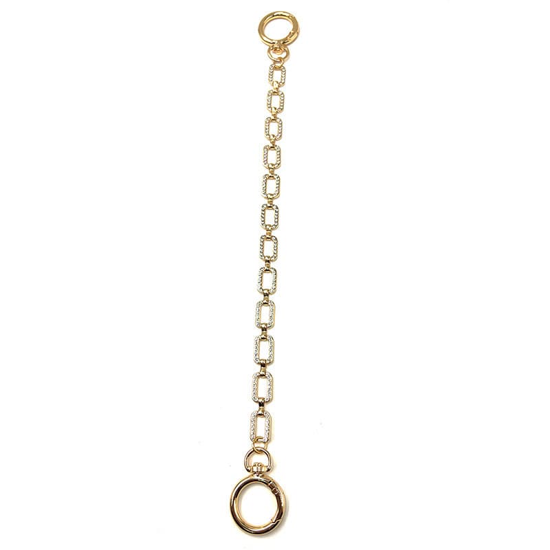 ReignSword Bag Accessory Chain for Women, Brilliant Zircon Square Link Purse Extender, Handbag Decor Strap for Wedding Evening Party (Gold, 12.2 Inch)