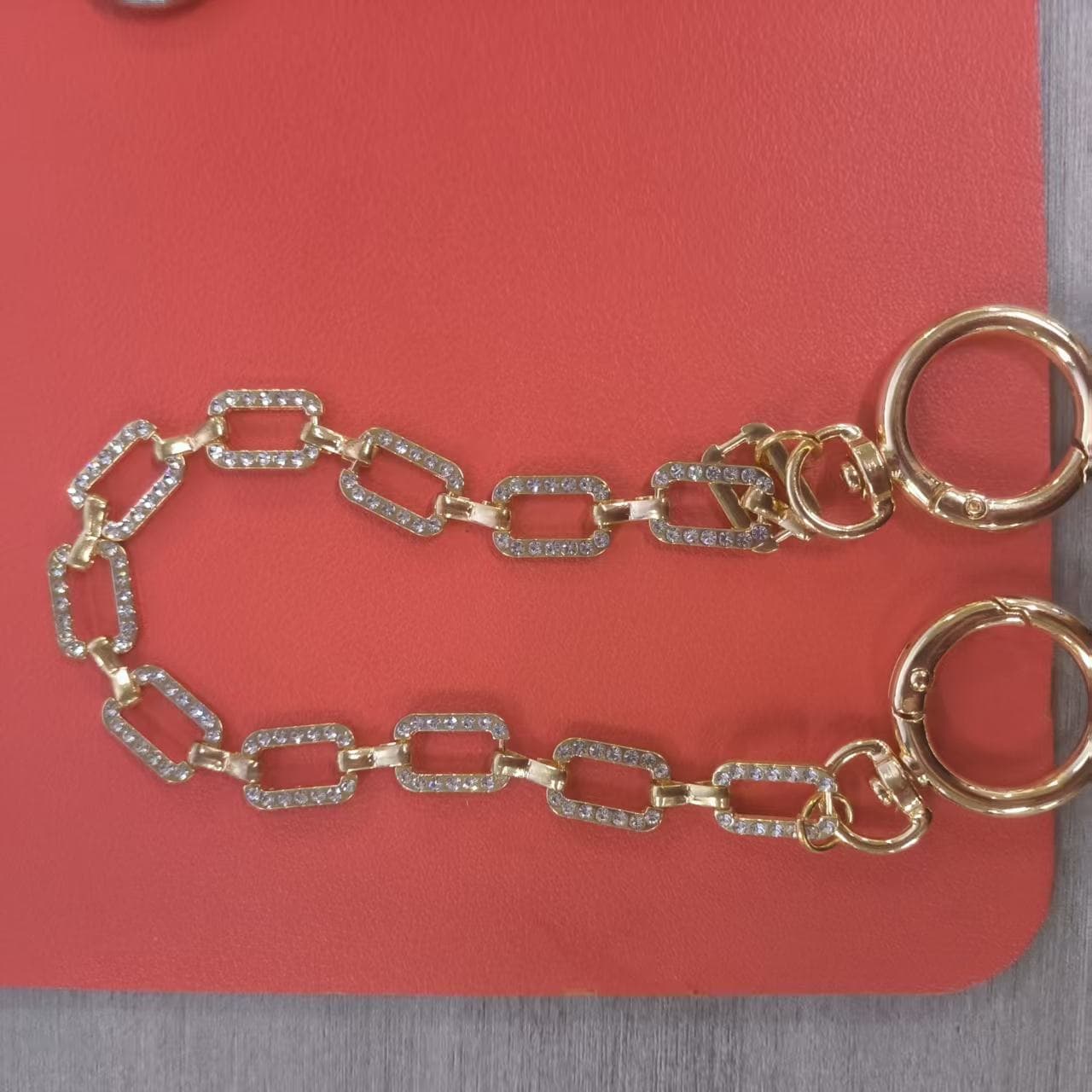 ReignSword Bag Accessory Chain for Women, Brilliant Zircon Square Link Purse Extender, Handbag Decor Strap for Wedding Evening Party (Gold, 12.2 Inch) - 7