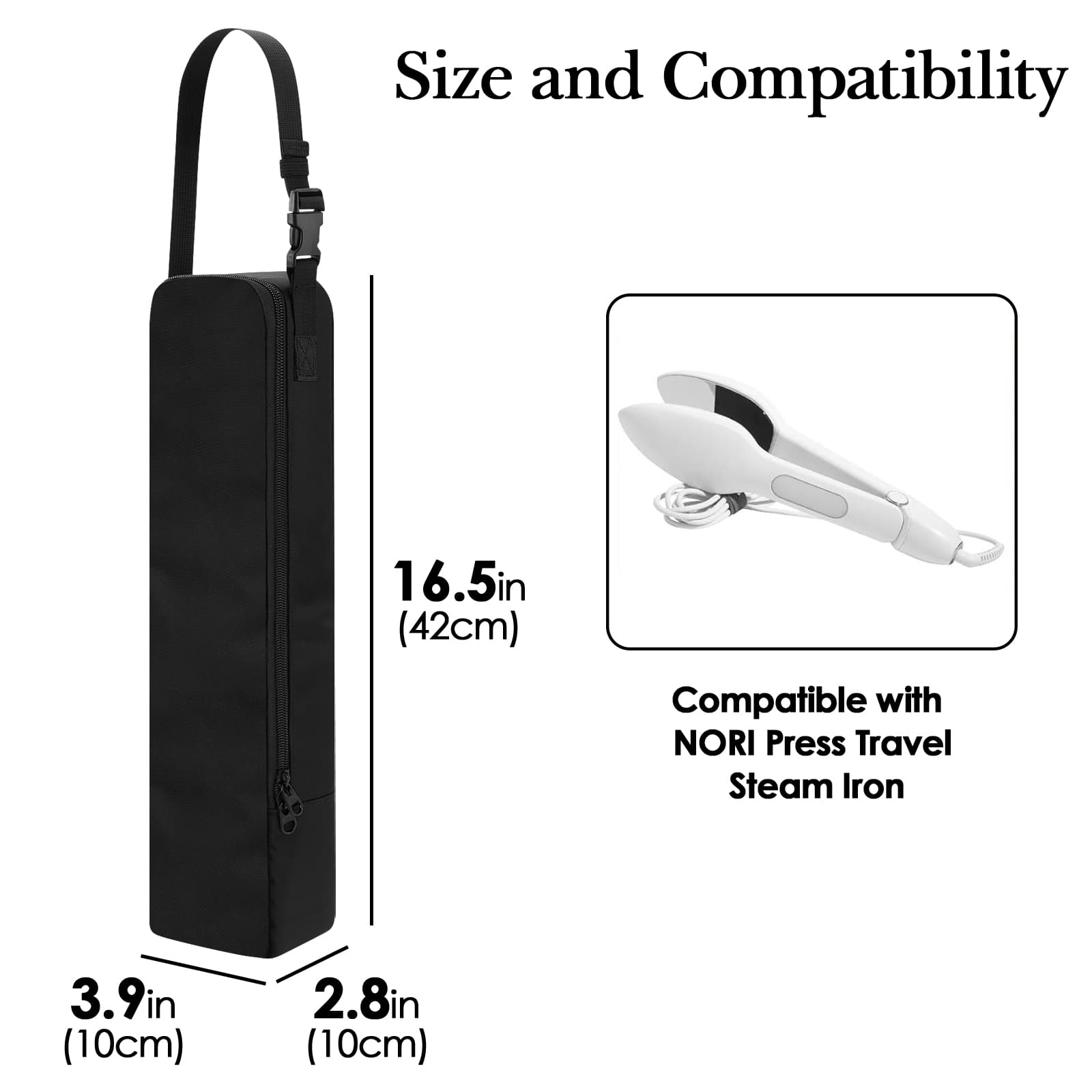 ReignSword Hair Tools Travel Bag with Hanging Buckle Strap, Travel Carrying Bag for Handheld Iron, Compatible with NORI Press Travel Steam Iron - 1