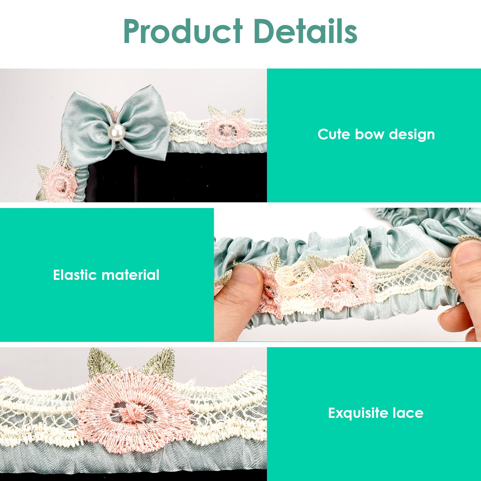 ReignSword 2 Pcs 17''-22'' Cute Computer Monitor Cover with Bow Tie, Lovely Computer Accessories with Lace Design, Monitor Dust Cover Protector (Blue) - 2