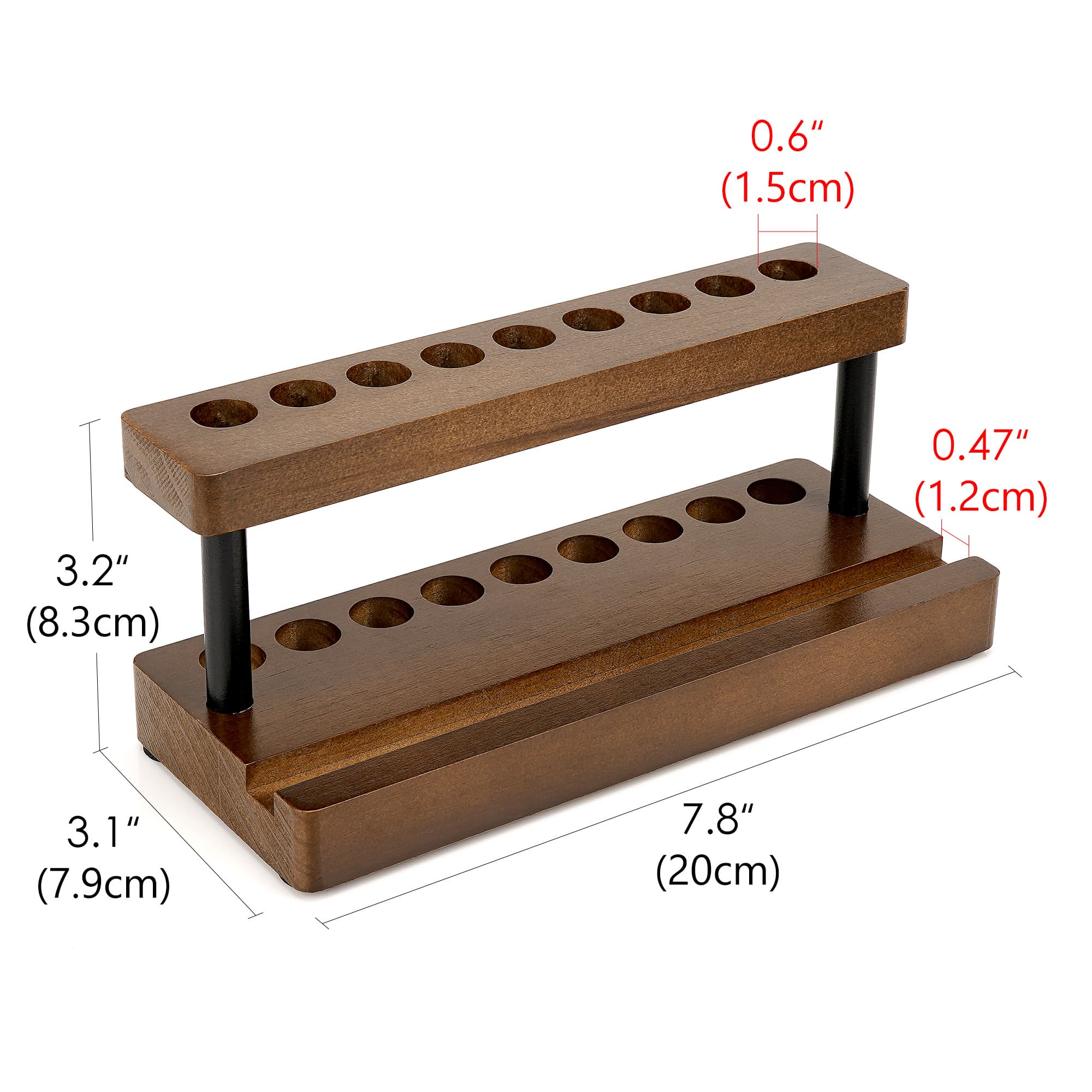 ReignSword Wooden Pen Holder for Desk, Pen Holder Display Stand with 9 Slots and Cell Phone Holder, Multifunctional Pen Organizer for Office and Home - 1