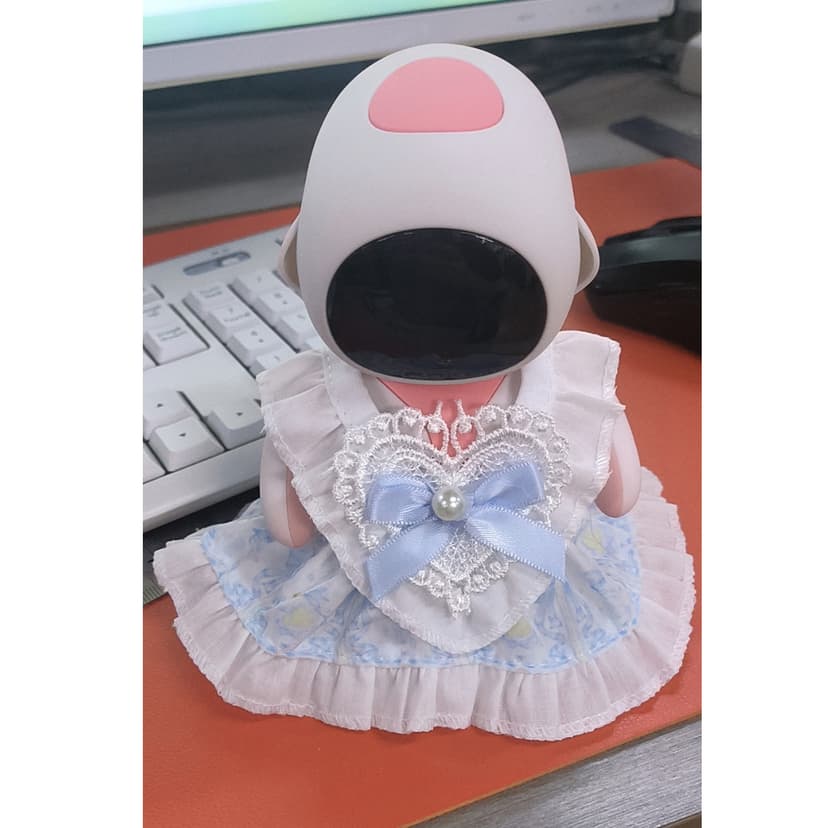 ReignSword Blue Floral Lace Dress Outfit, Compatible with Eilik Robot, Princess Style Costume with Bow and Pearl Decoration, Decorative Robot Accessory