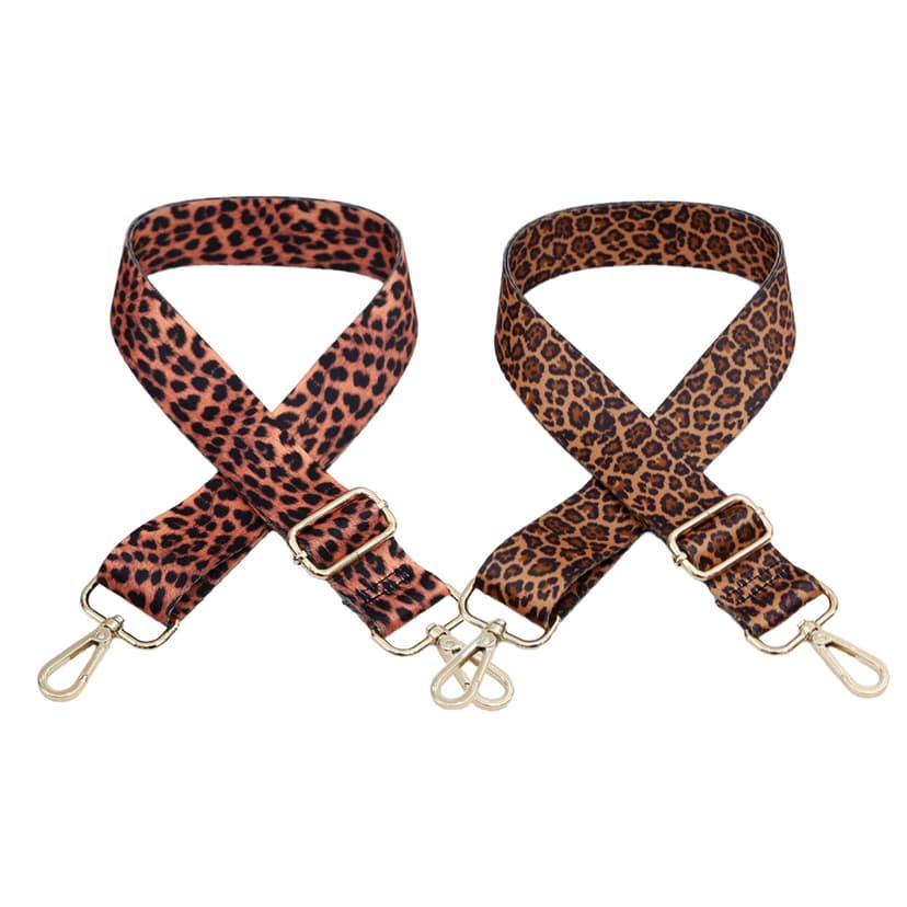 ReignSword 2 Pack Leopard Print Replacement Bag Straps, Adjustable Wide Shoulder Strap for Handbags & Crossbody Bags, Detachable Purse Strap with Metal Clips