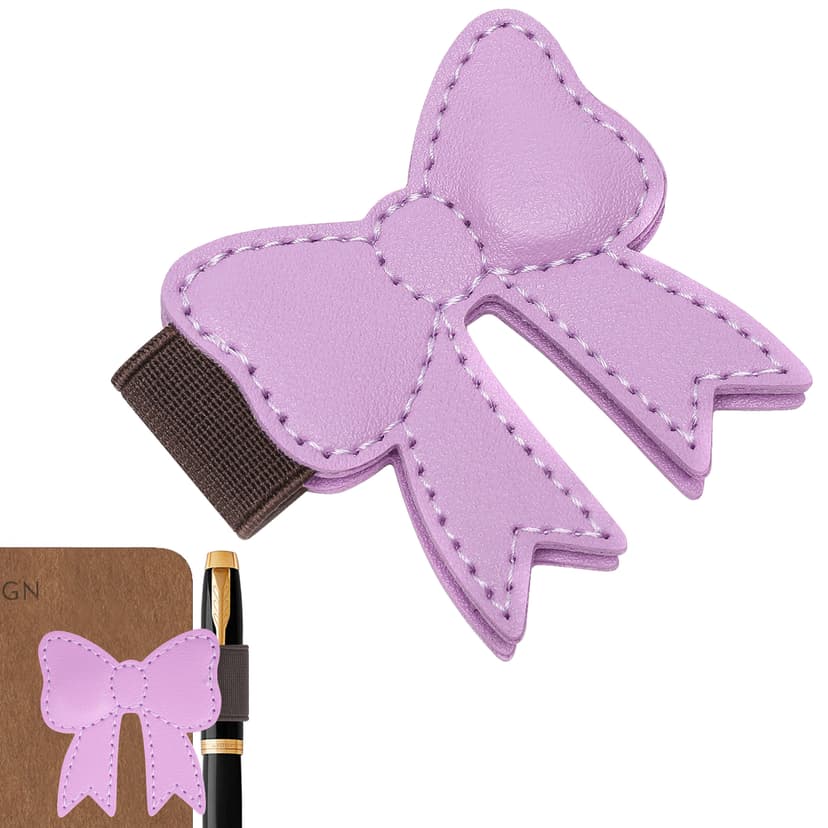 ReignSword Magnetic Leather Bookmarks, Cute Bow Book Markers for Reading, Magnet Bookmark Clips for Women Men Book Lovers Gifts for Birthdays, Christmases, Easter (Purple)
