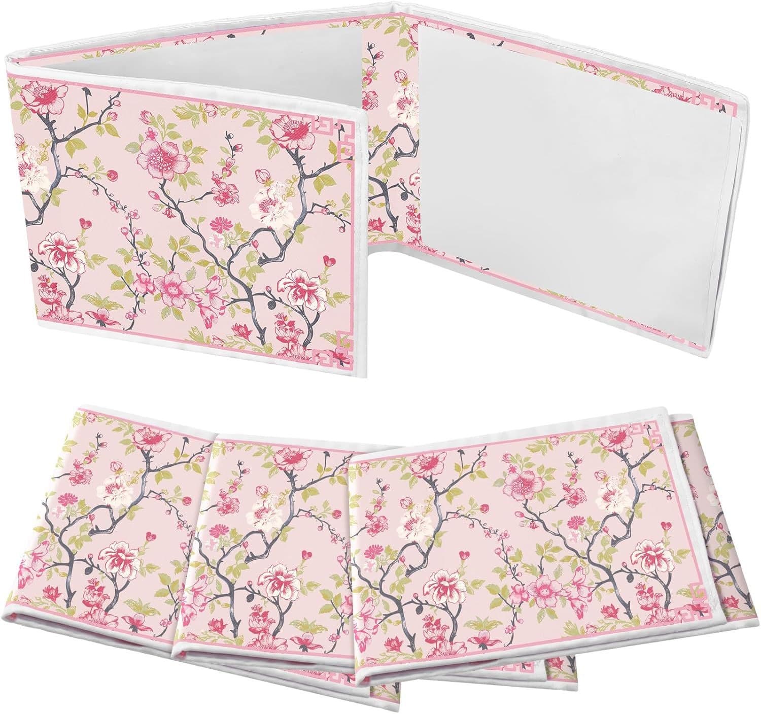 ReignSword 4 Pack Chinoiserie Mahjong Card Sleeve, Soft-printed Fabric Mahjong Card Holder, Scorecard Protector Holder Cover Gifts (Peach Pink) - 6