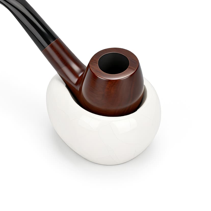 ReignSword Ceramic Pipe Stand, Portable Oval Tobacco Pipe Rest, Desktop Display Rack Holder Base, Men's Smoking Accessory for Home Office Collection (White Crackle)