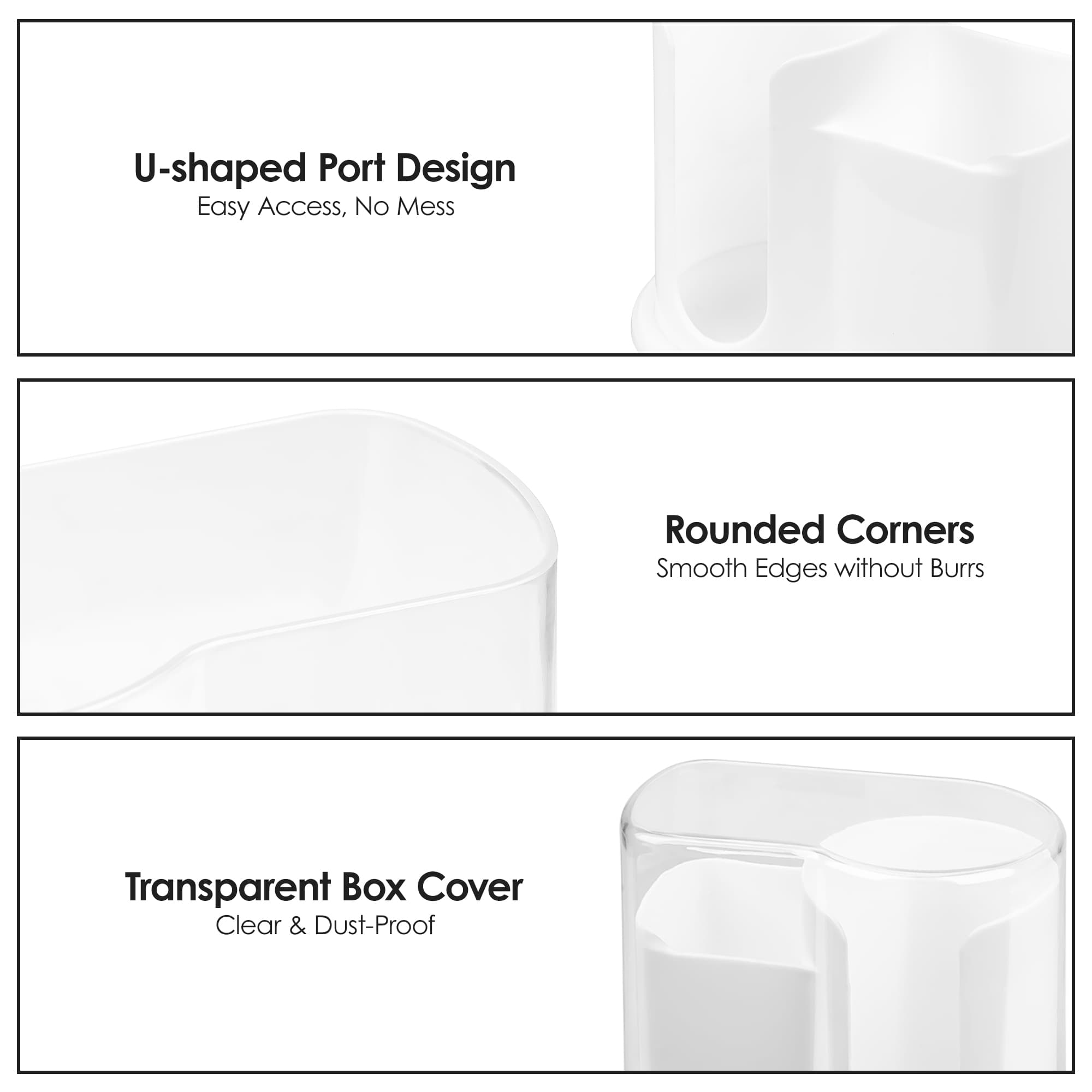 ReignSword Cotton Pad Holder with Lid, 2 Compartment Qtip and Cotton Ball Dispenser, Clear Bathroom Countertop Storage Container for Makeup Remover Pads, Toothpicks, Vanity Organizer (White) - 4