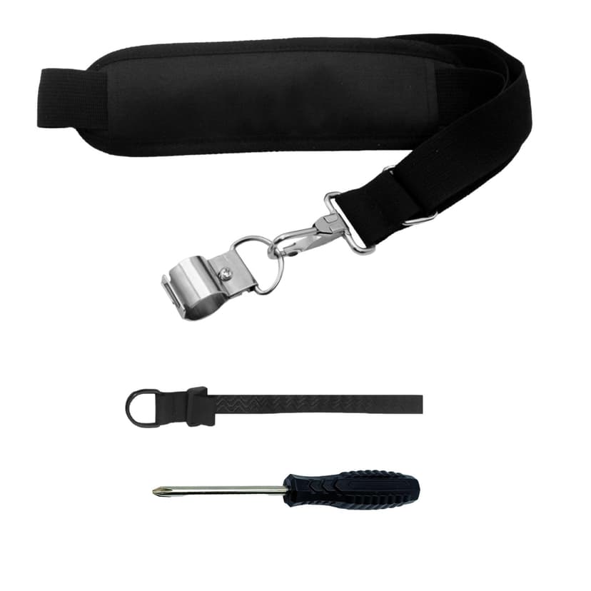 ReignSword Adjustable String Trimmer Shoulder Strap, Universal Polyester Weed Eater Harness with Metal Clamp & Padded Pad, 23.6-35 Inch Length, Black