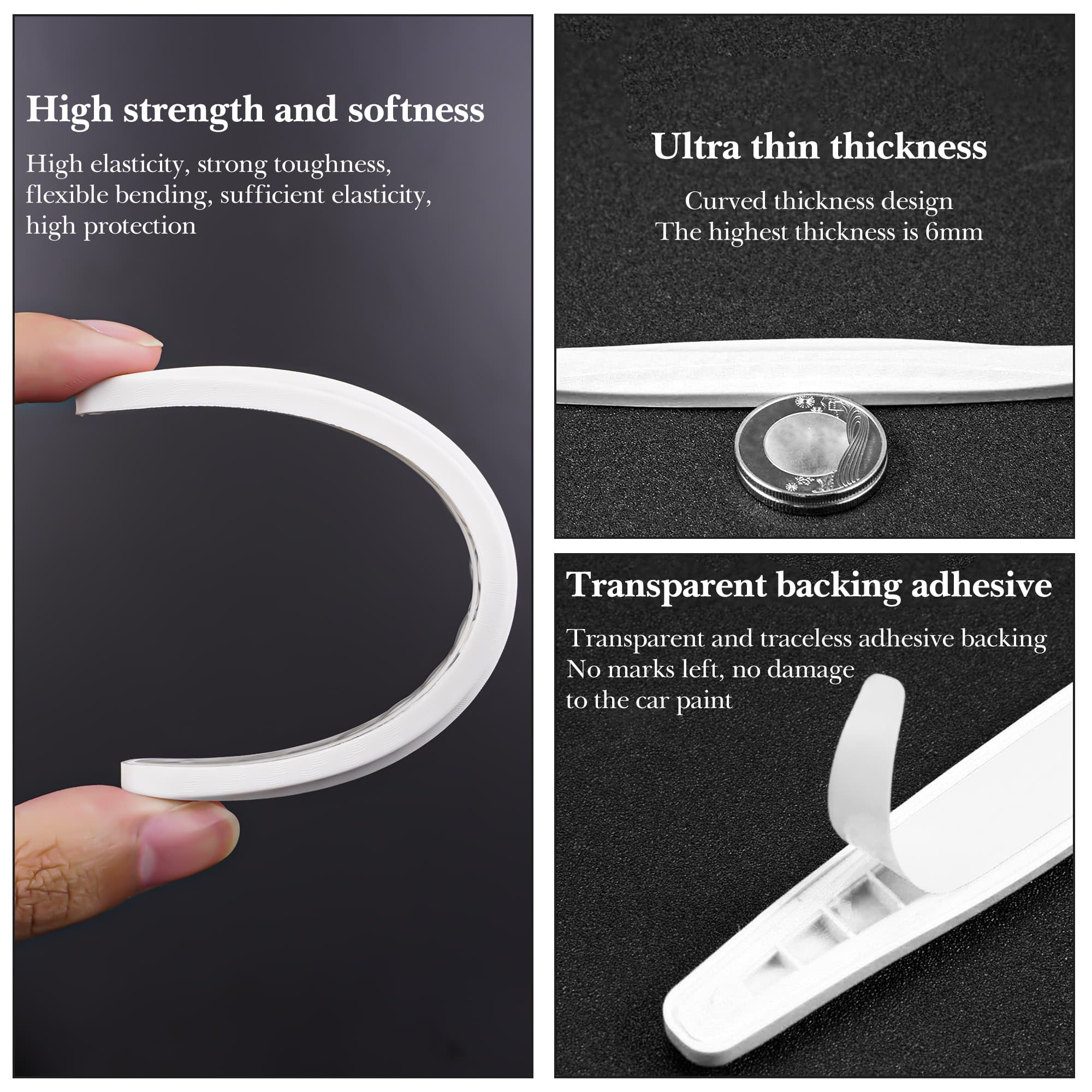 ReignSword 4 Pcs Car Door Edge Guards, Anti-Scratch Anti-Collision Self Adhesive Bumper Protector Trim Strip, Universal Car Exterior Accessories Door Guards for Cars Trucks SUVs (White) - 2