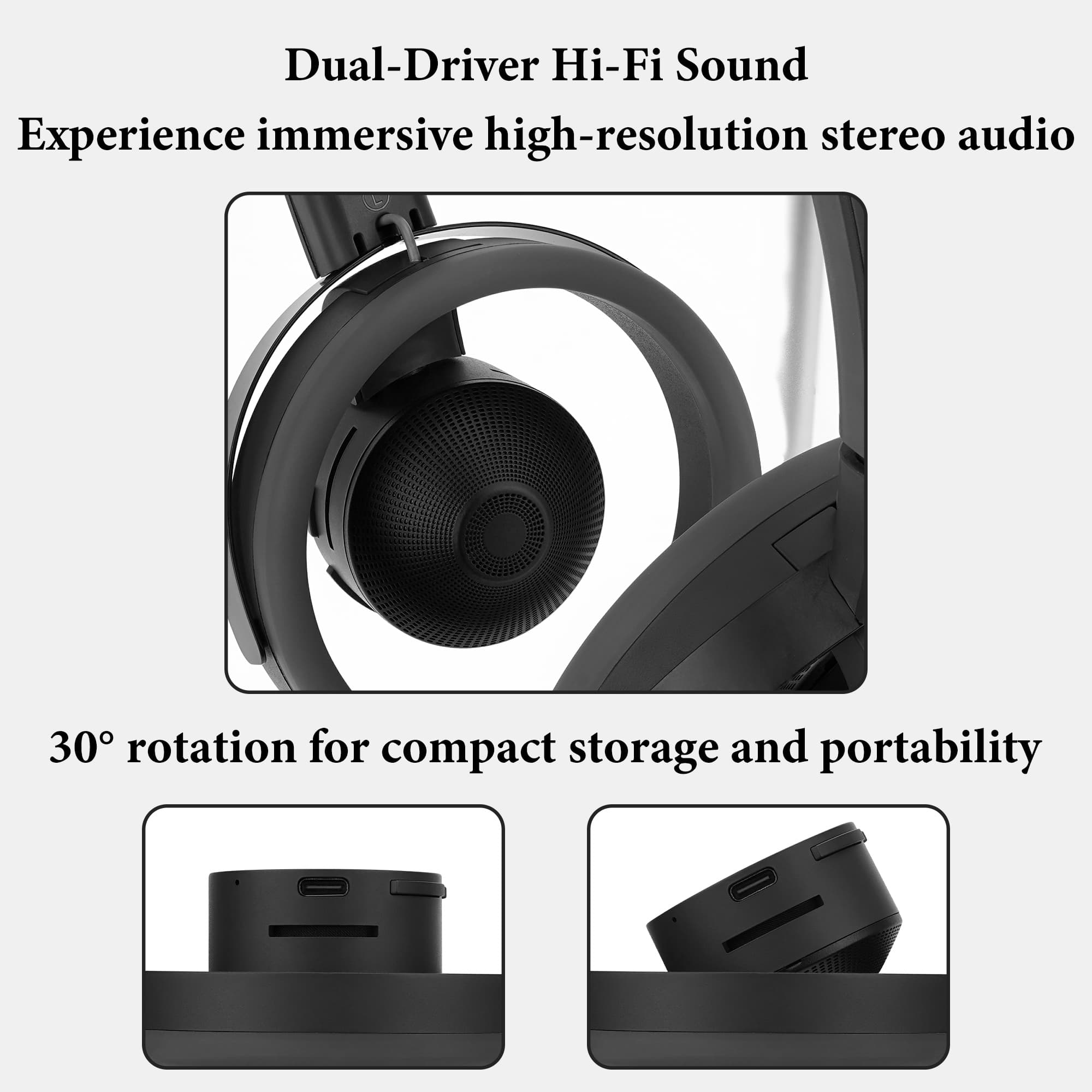 ReignSword Wireless Open-Ear Headphones, Prevents Sound Leakage (Bone Conduction Alternative),Bluetooth 6.0, Multipoint, 20-Hour Battery Life with Microphone (Dark Gray) - 1